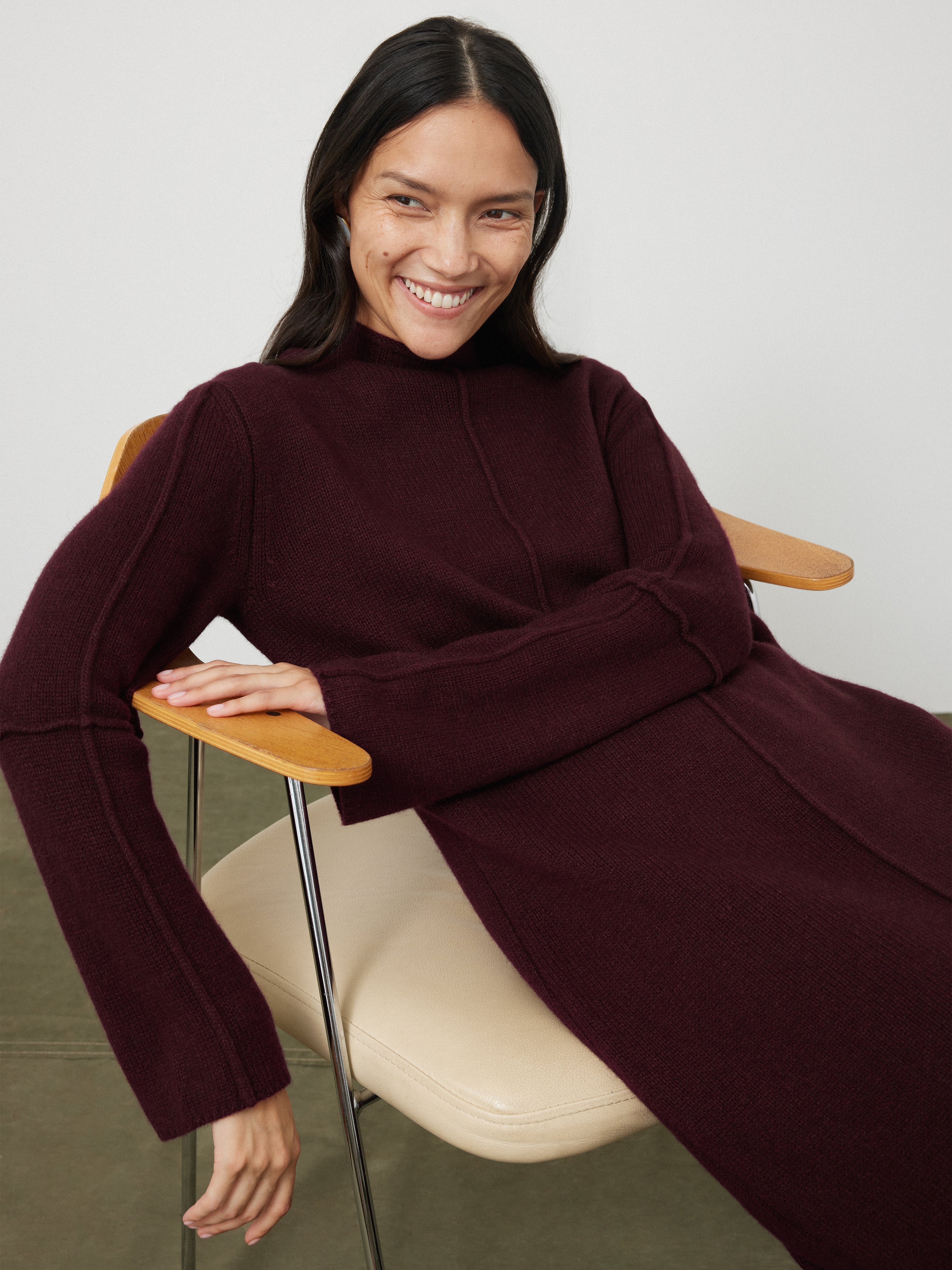 Luxury Wool Cashmere Blend Dress for Women - Soft & Warm Burgundy Knit Dress | Perfect for Winter, Office Wear & Holiday Parties