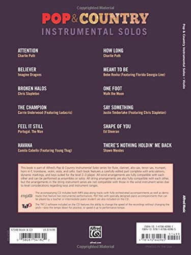 Pop & Country Instrumental Solos for Strings: Book & CD - Violin, Viola, Cello Sheet Music with Audio Tracks | Perfect for Music Lessons, Practice & Performances