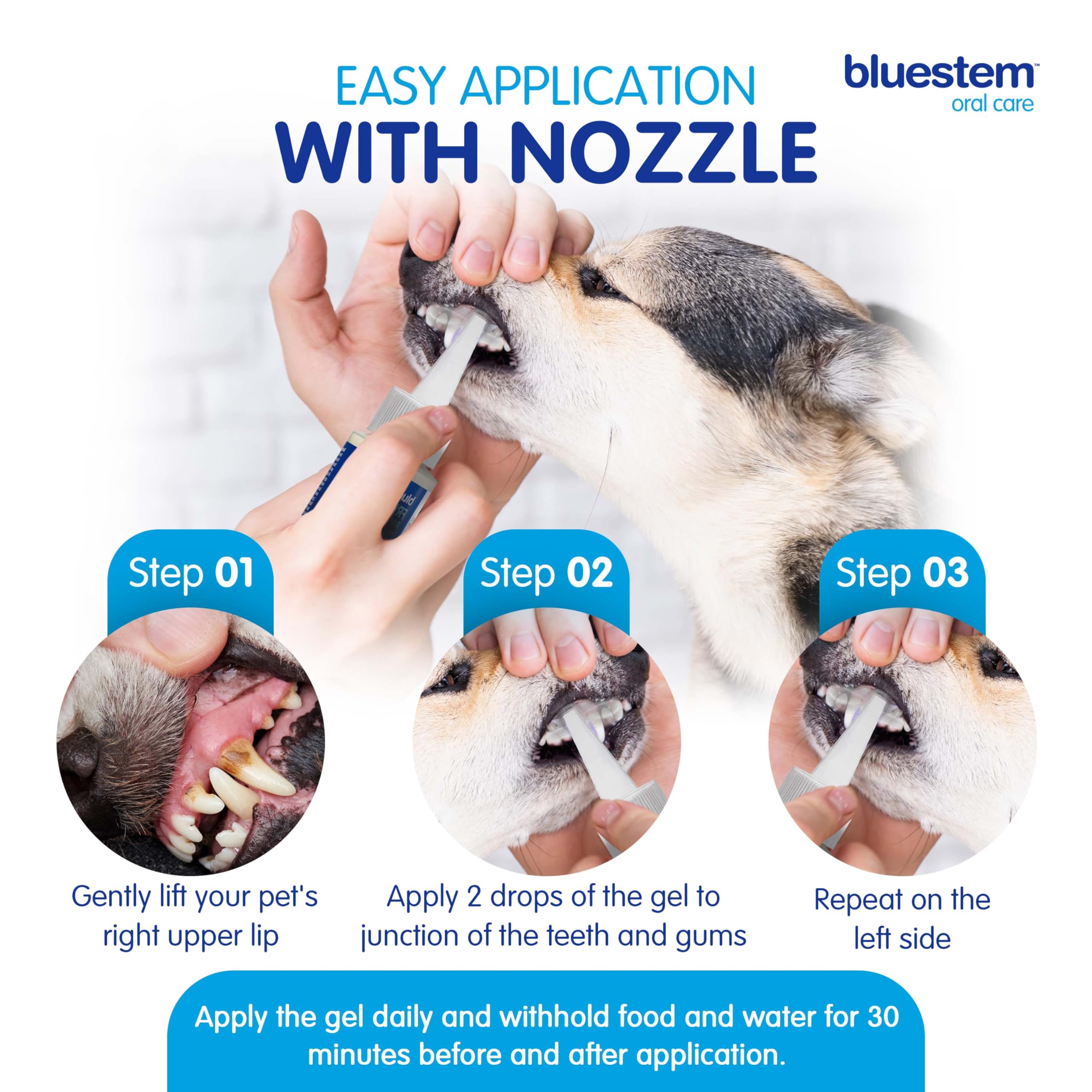 BluestemTM No Brush Dog Dental Gel - Fresh Breath & Plaque Tartar Control for Dogs | Brushless Toothpaste for Easy Oral Care | Perfect for Daily Use & Anxious Pets