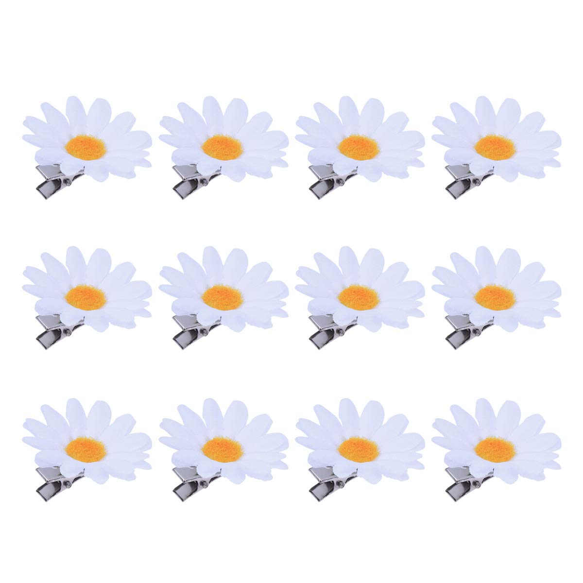 12pcs Daisy Flower Hair Clips - Cute Floral Hair Barrettes & Pins for Women, Girls, Toddlers | Wedding, Party, Everyday Hair Accessories (White)