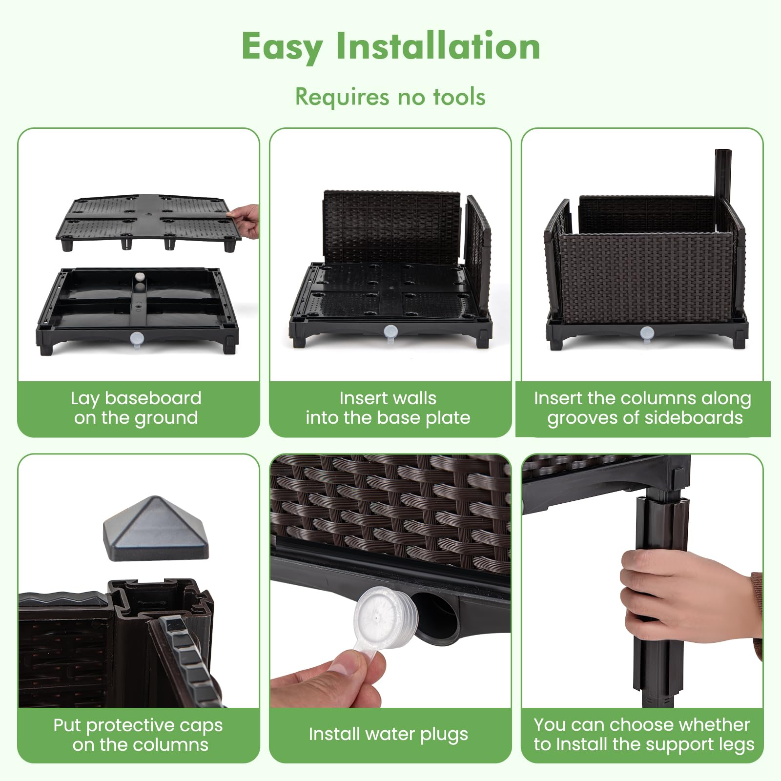 Giantex 4-Piece Raised Garden Bed Kit with 16 Legs, Elevated Planter Box with Self-Watering System & Drainage Holes - Indoor Outdoor Vegetable, Fruit, Flower & Herb Growing for Patio, Balcony & Backyard Gardening