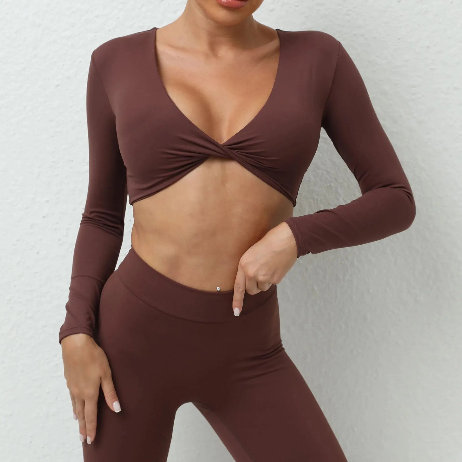 Sexy Wrinkled Long Sleeve Crop Top for Women - Quick Dry Yoga Shirt, Gym Workout Shirt, Running Sportswear - Perfect for Yoga, Gym, Running & Casual Wear