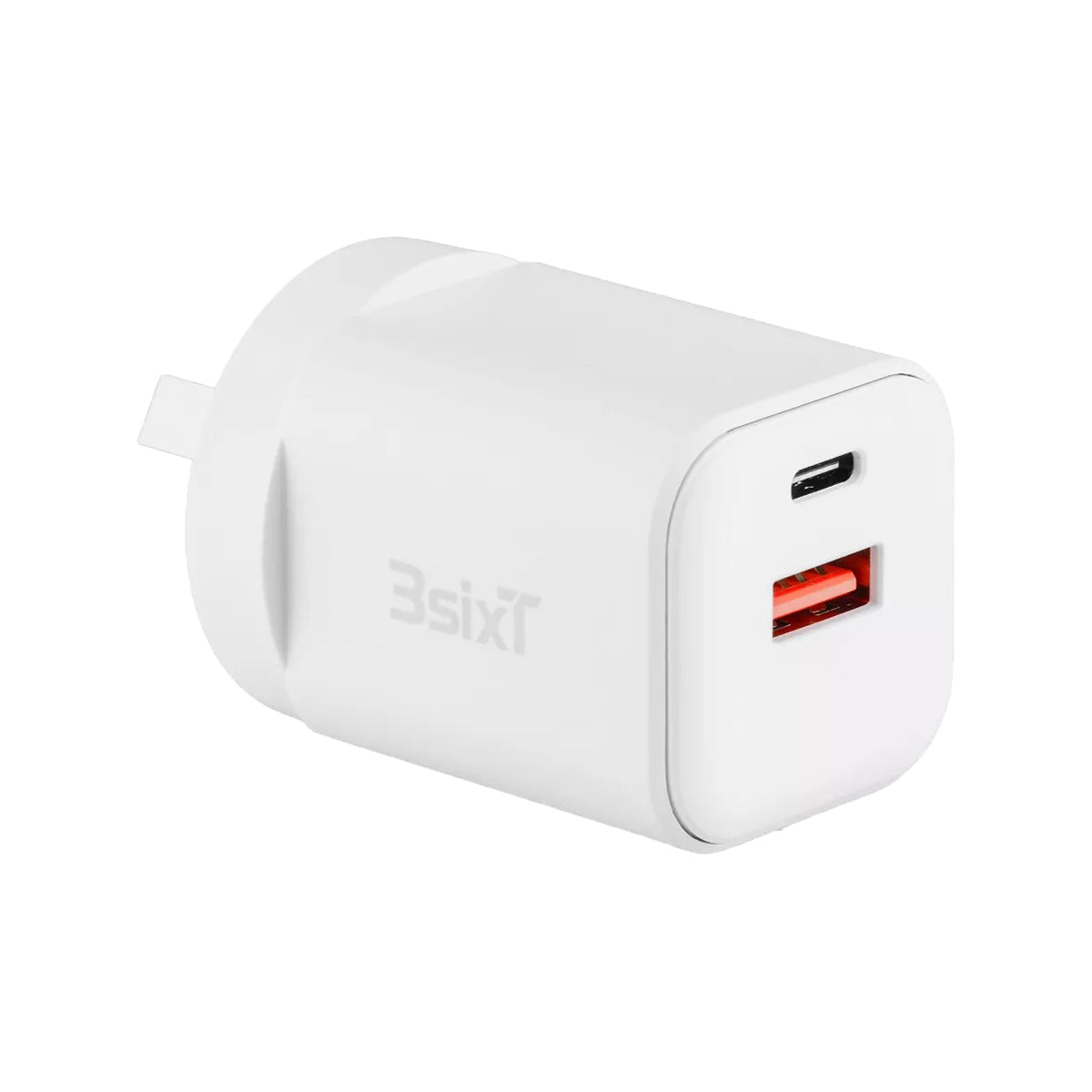 3sixT GaN 35W USB C Wall Charger with PD & QC27W USB A (Max 15W) - Fast Charging Adapter for iPhone 15/14/13, Samsung Galaxy, iPad - Compact Travel Charger for Home, Office & Car - White