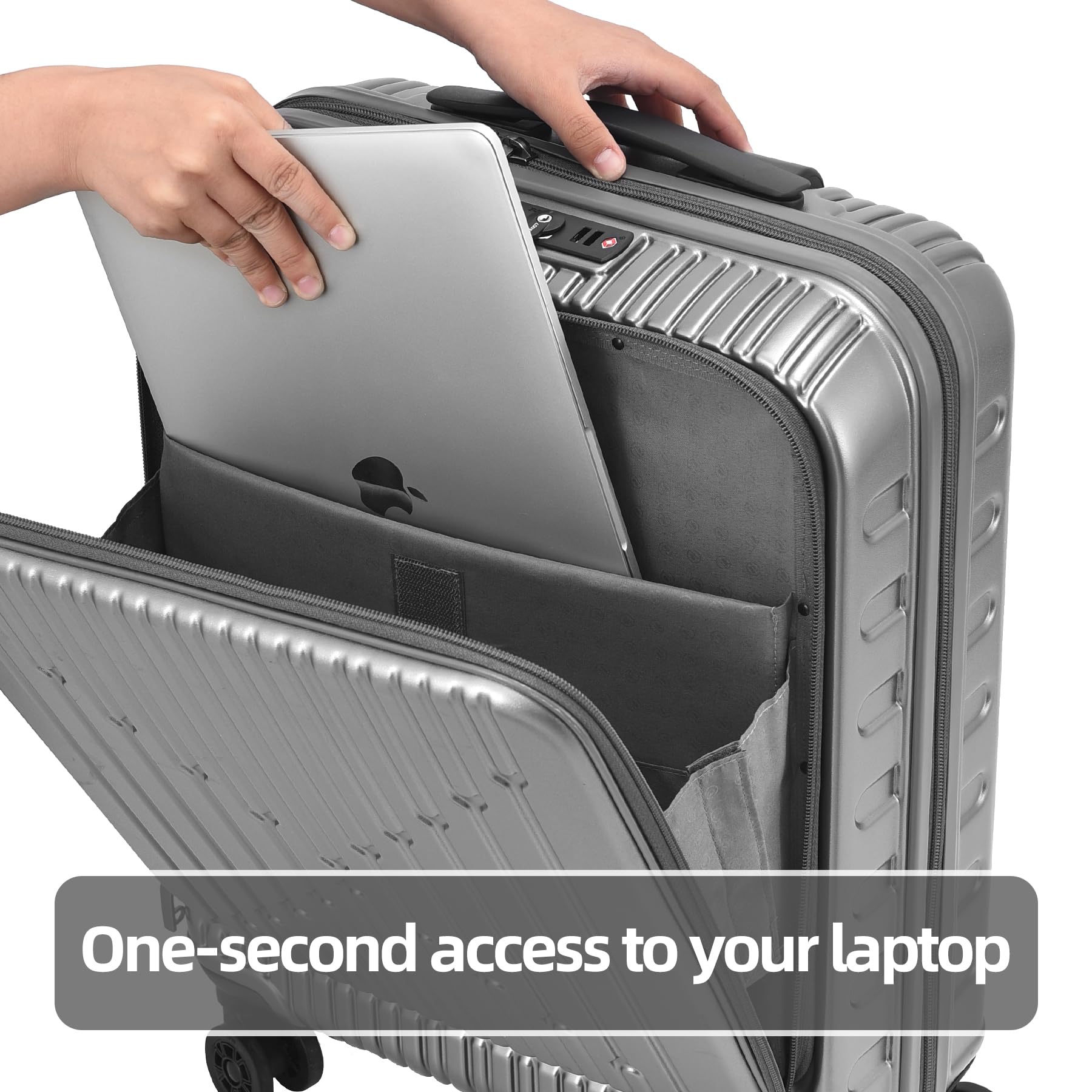 20 Inch Lightweight ABS+PC Hardshell Carry On Luggage with Front Pocket for 15.6