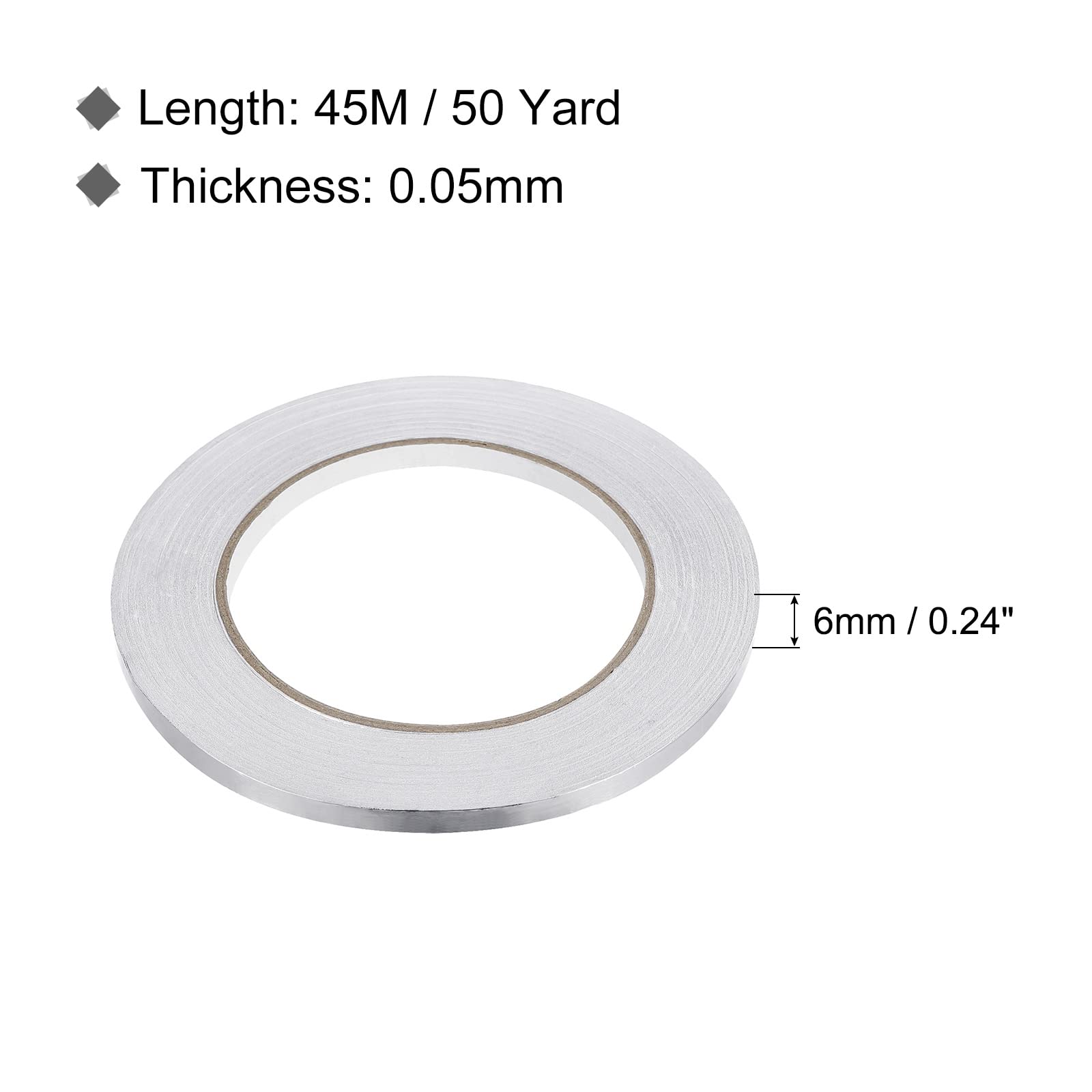 Meccanity High-Temperature Aluminum Foil Tape - 0.24 inch x 50 Yard (1.96 mil) Silver HVAC Tape for Ductwork, Dryer Vent, Pipe Insulation & Metal Repairs - Heat Resistant Adhesive for Home, HVAC & Industrial Use