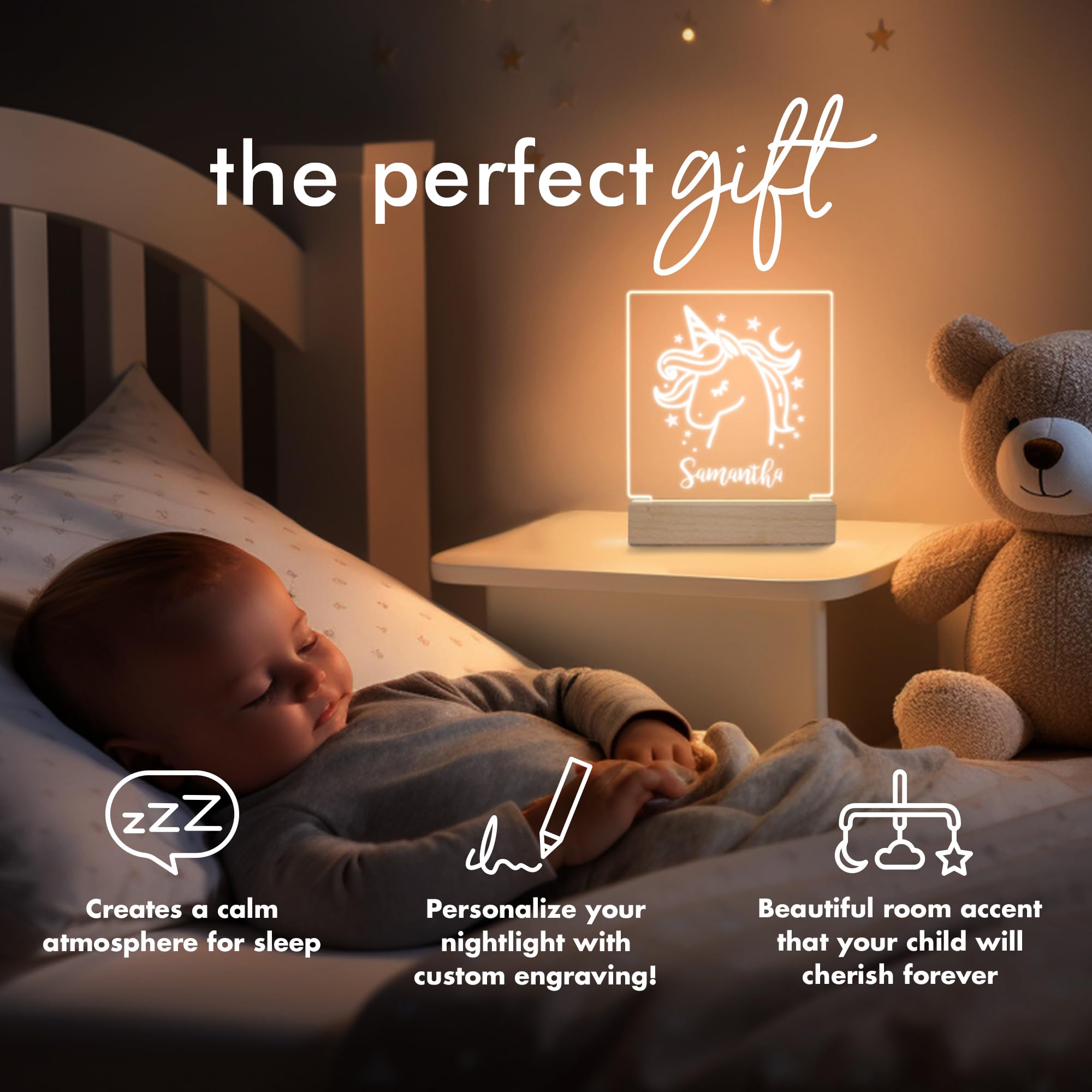Personalized Night Light for Kids - Custom Name LED Lamp for Nursery, Bedroom, Girls & Boys | Unicorn-Themed Baby Gift | Perfect for Bedtime, Reading & Room Decor