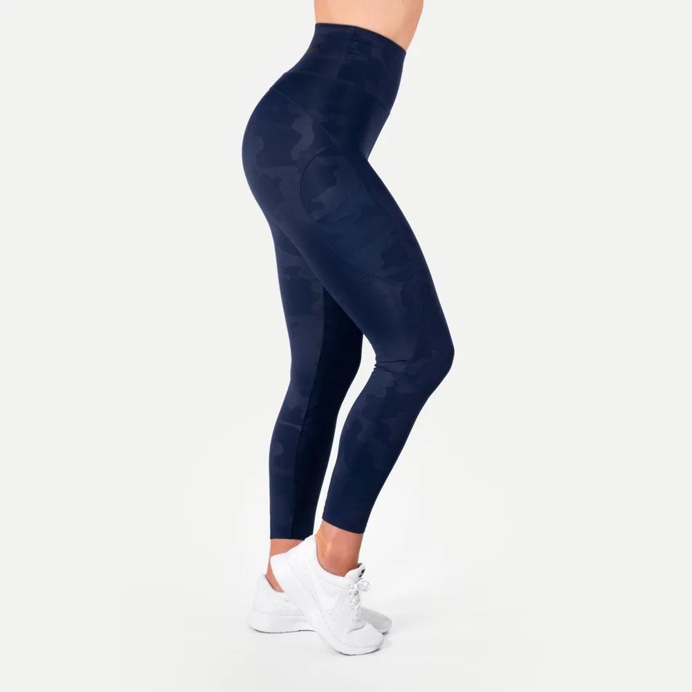 Better Bodies High Waist Leggings for Women - Dark Navy Camo Print Yoga Pants, Tummy Control Workout Leggings - Perfect for Yoga, Gym, Running & Everyday Wear