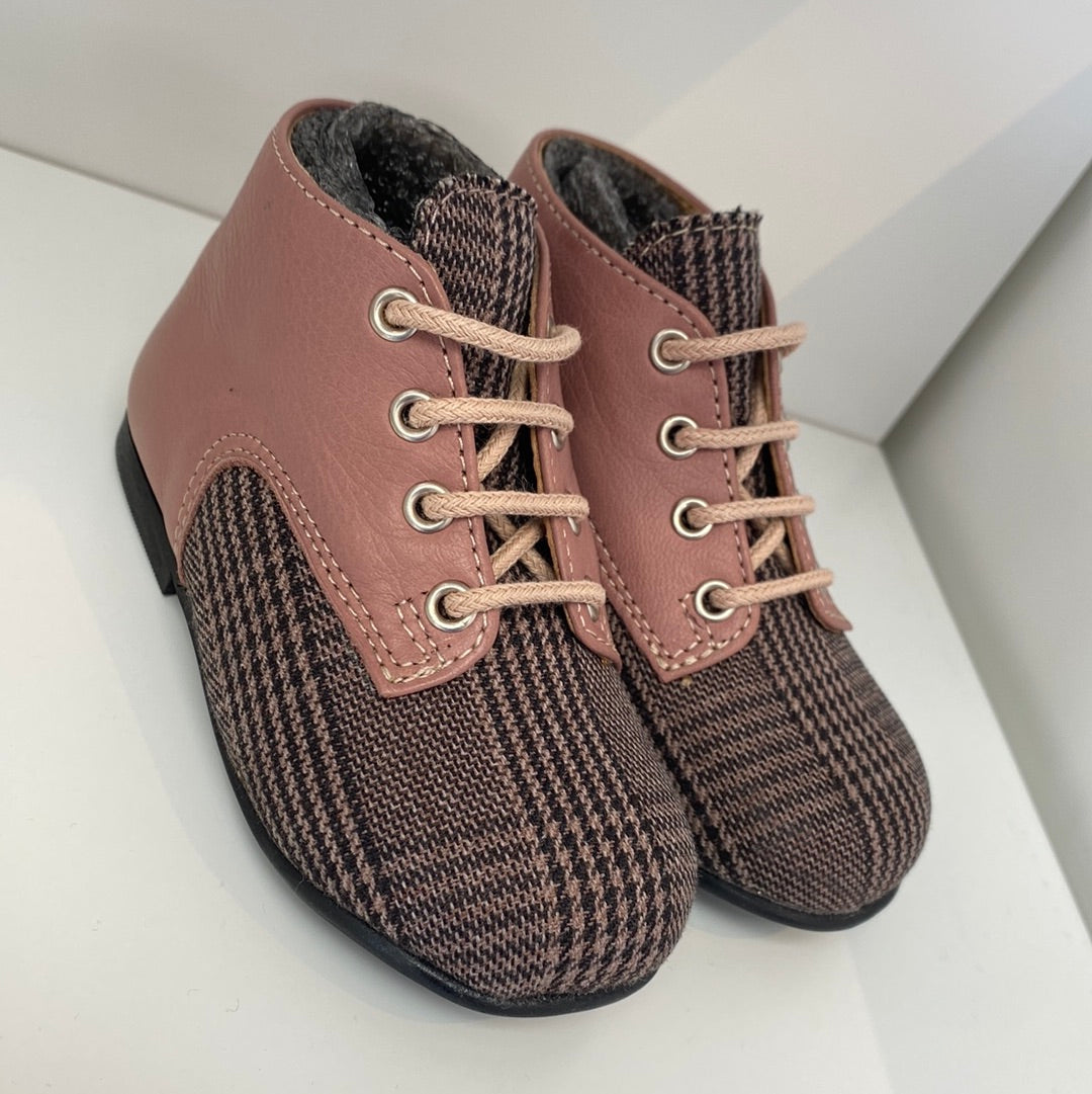 Atlanta Moccasin Rose Plaid Baby Booties - Soft Leather First Walkers for Newborns & Infants | Perfect for Special Occasions, Photo Shoots & Everyday Wear
