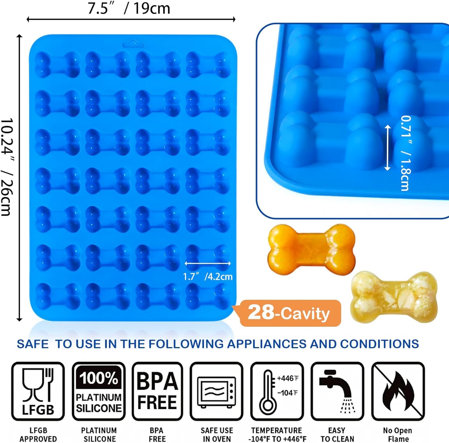 Premium Non-Stick Food Grade Silicone Dog Bone Mold - Perfect for Homemade Dog Treats, Frozen Yogurt, Jelly, Chocolate & Ice Cubes | Ideal for Baking Healthy Dog Biscuits & DIY Pet Snacks