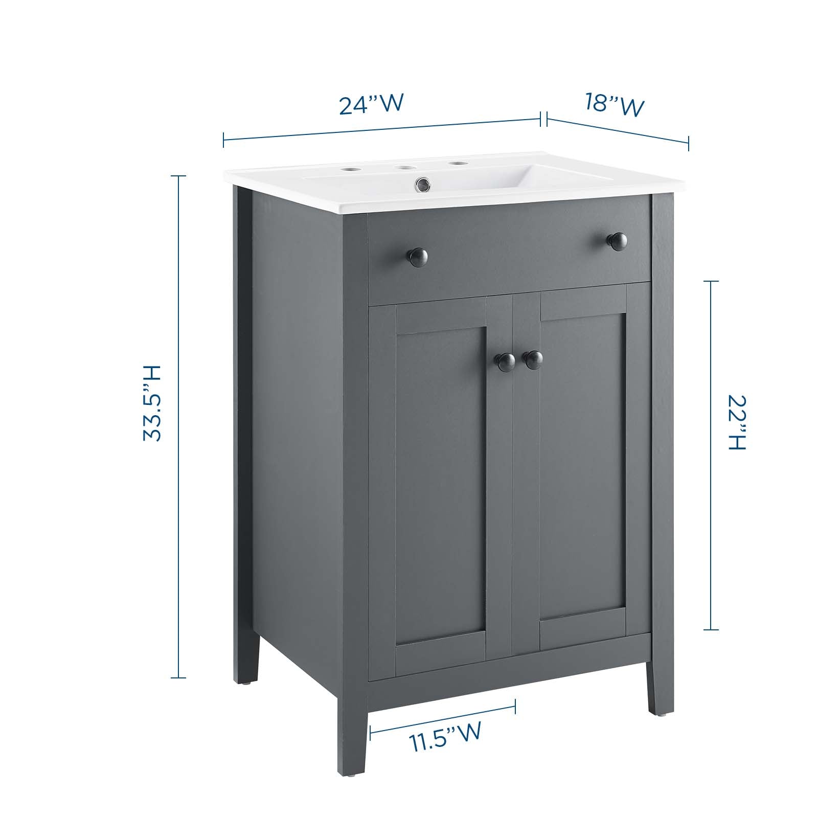 Nantucket 24-Inch Bathroom Vanity with Sink - Modern Farmhouse Style for Small Bathrooms | Perfect for Powder Rooms, Guest Baths & Coastal Homes