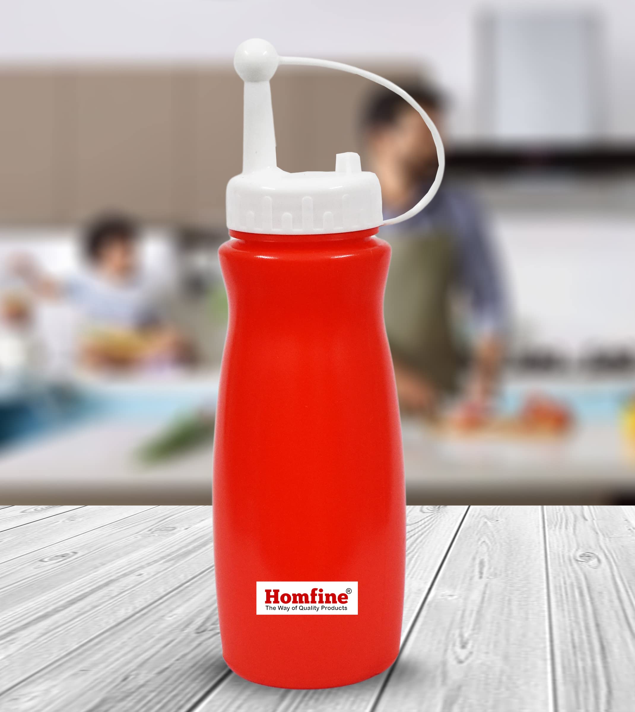 Homfine 570ml Plastic Squeeze Bottle - Ketchup, Sauce, Vinegar & Oil Dispenser - Durable Kitchen Cruet Bottles (1-Pack, Multicolor) - Perfect for Restaurants, BBQ, Home Cooking & Food Storage