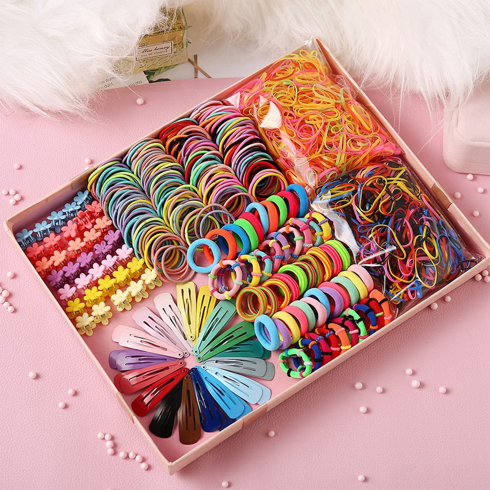 SPOKKI 786 Pcs Girls Hair Clips & Accessories Gift Set - Colorful Toddler Hair Bows, Barrettes, Elastics for Kids & Children - Perfect for Birthday Gifts, School, Parties & Daily Styling