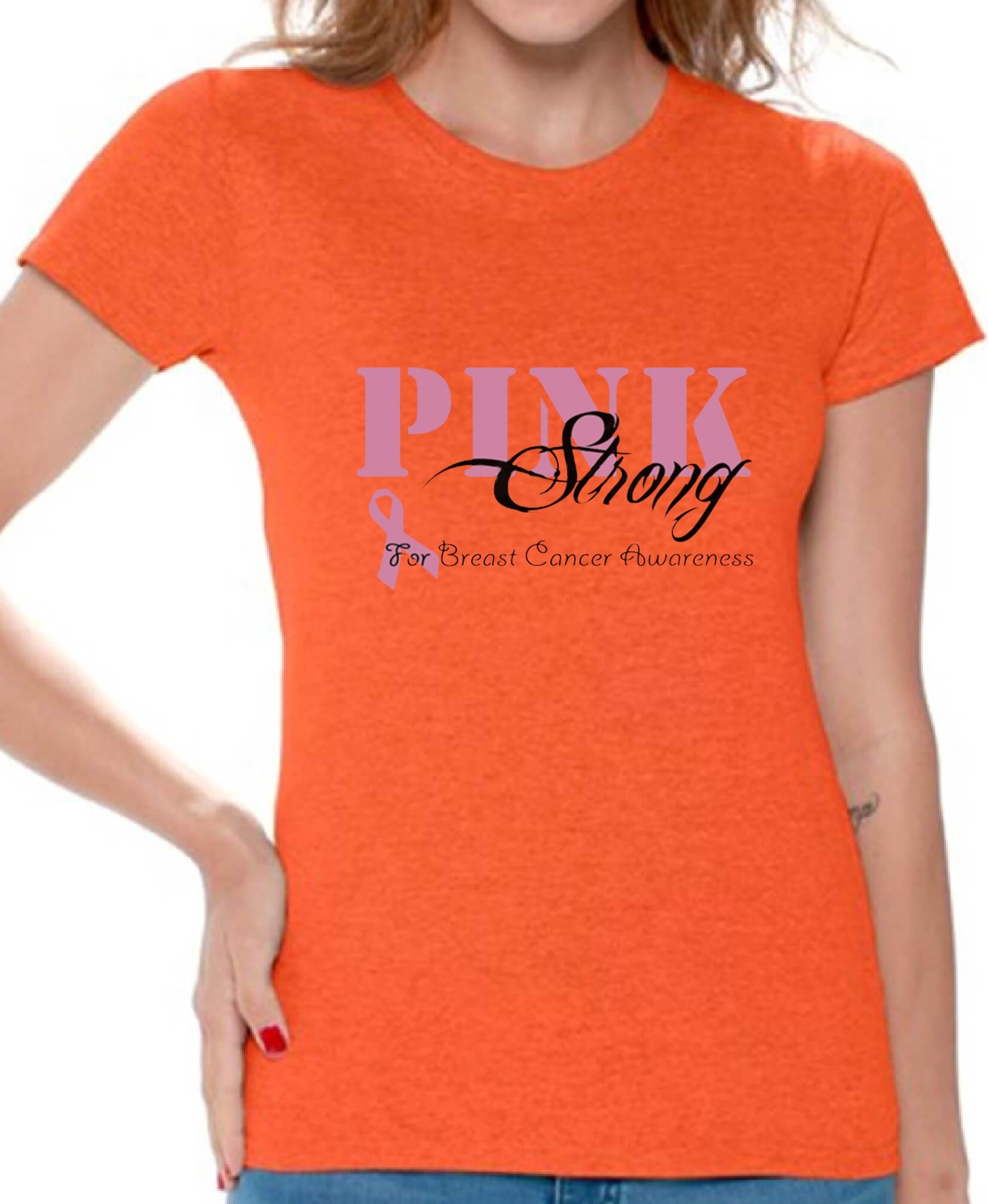 Awkwardstyles Women's Pink Strong T-Shirt - Breast Cancer Awareness Shirt with Inspirational Bookmark - Comfortable Cotton Tee for Survivors, Supporters & Fundraising Events