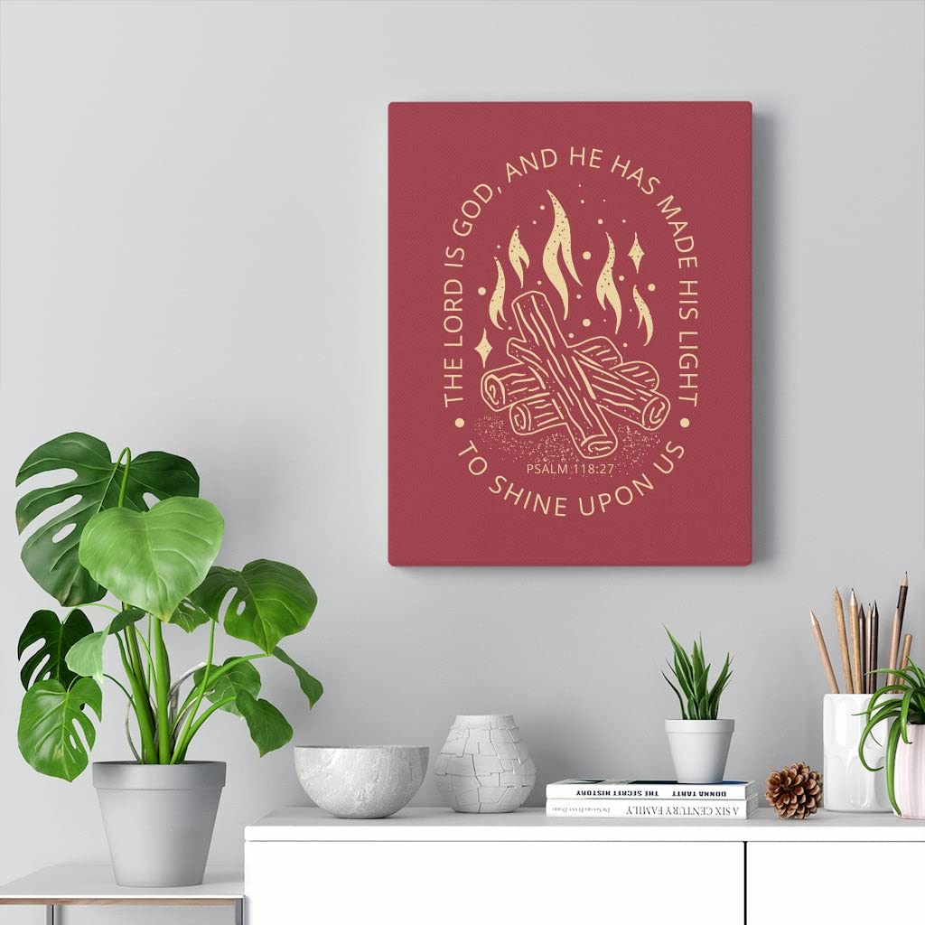 Bible Verse Wall Art - The Lord is God Psalm 118:27 - Inspirational Scripture Print - Ready to Hang Unframed Christian Home Decor - Perfect for Living Room, Bedroom & Church Gifts