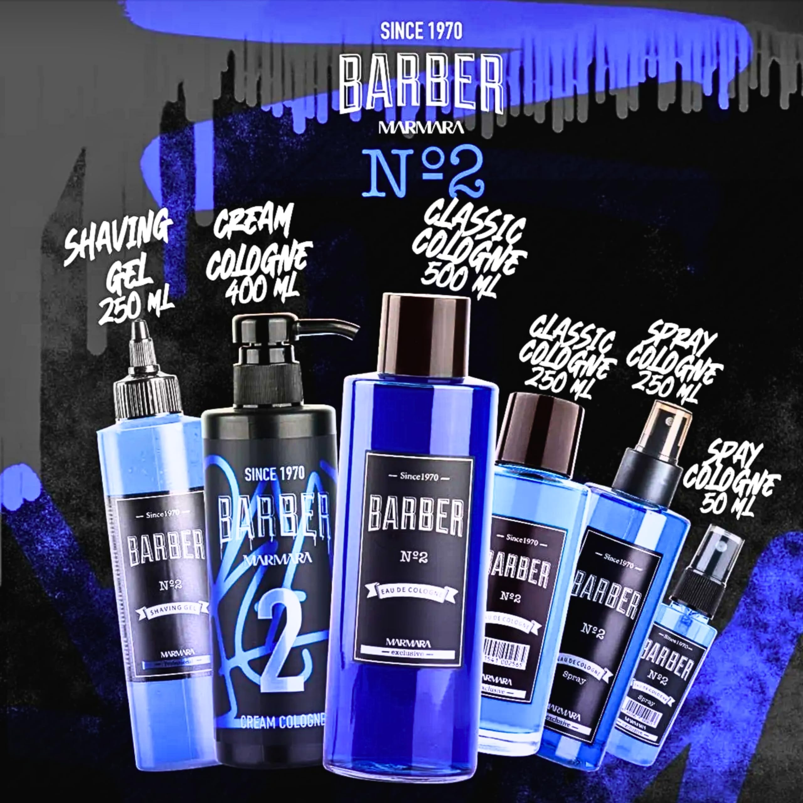 Marmara Barber Cologne No.2 - Premium Traditional Cologne for Barbers & Shaving Enthusiasts (250ml x 6 Bottles) - Perfect for Barber Shops, Grooming Kits & Men's Gift Sets
