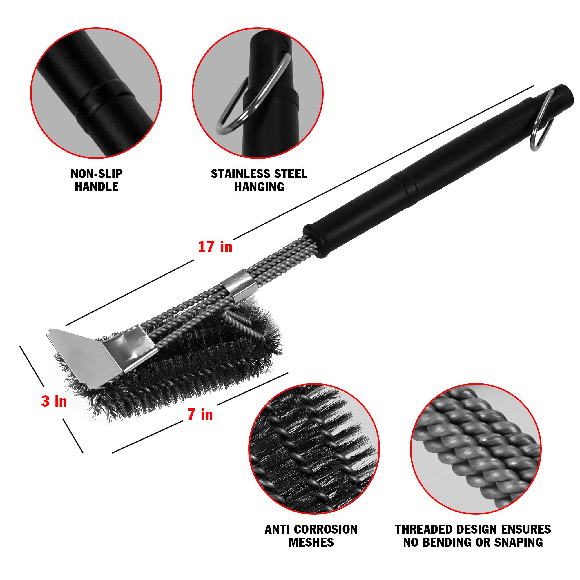**Threadnanny BBQ Grill Brush & Scraper Cleaner - 18