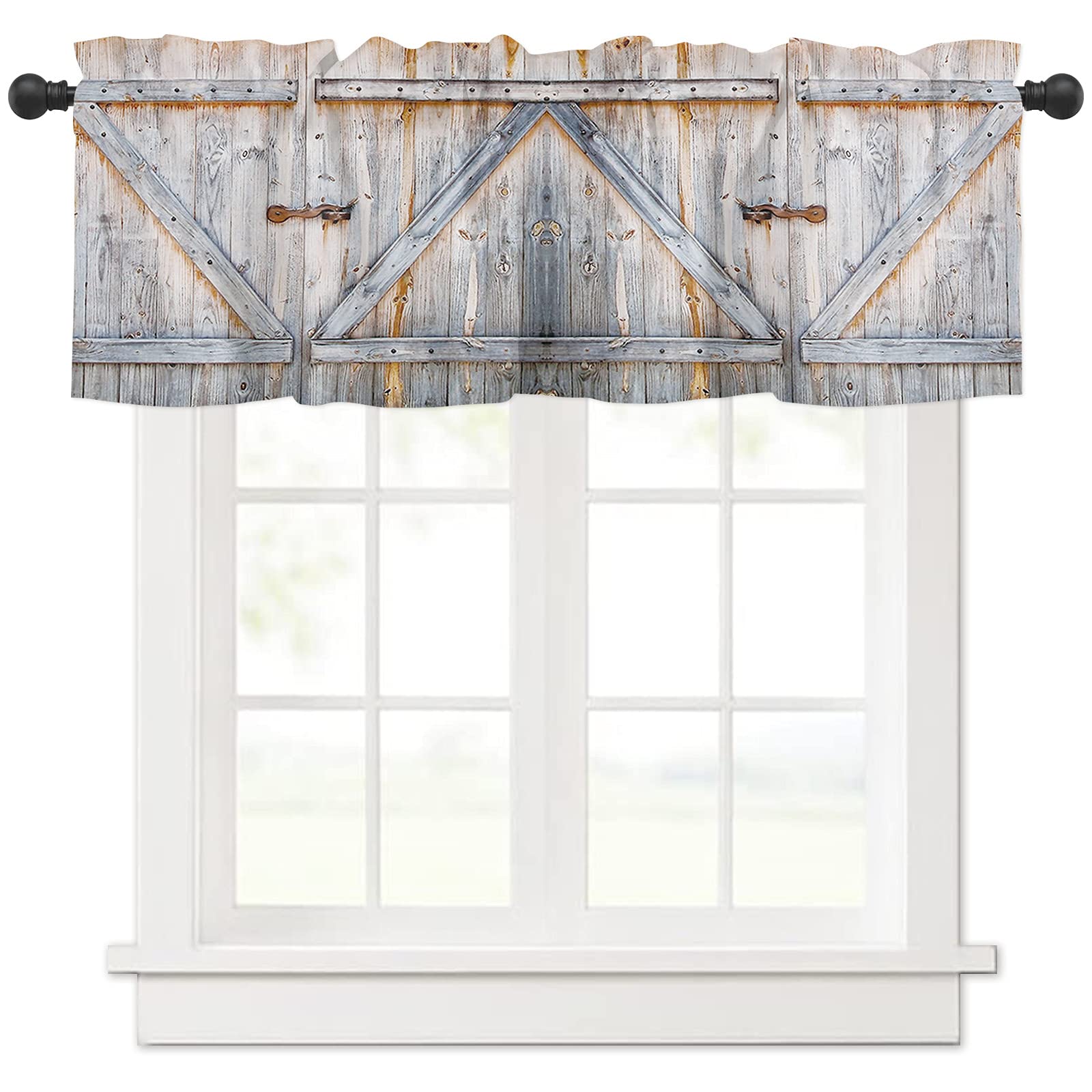 Farmhouse Rustic Wooden Valance Curtains for Kitchen & Bedroom - 54