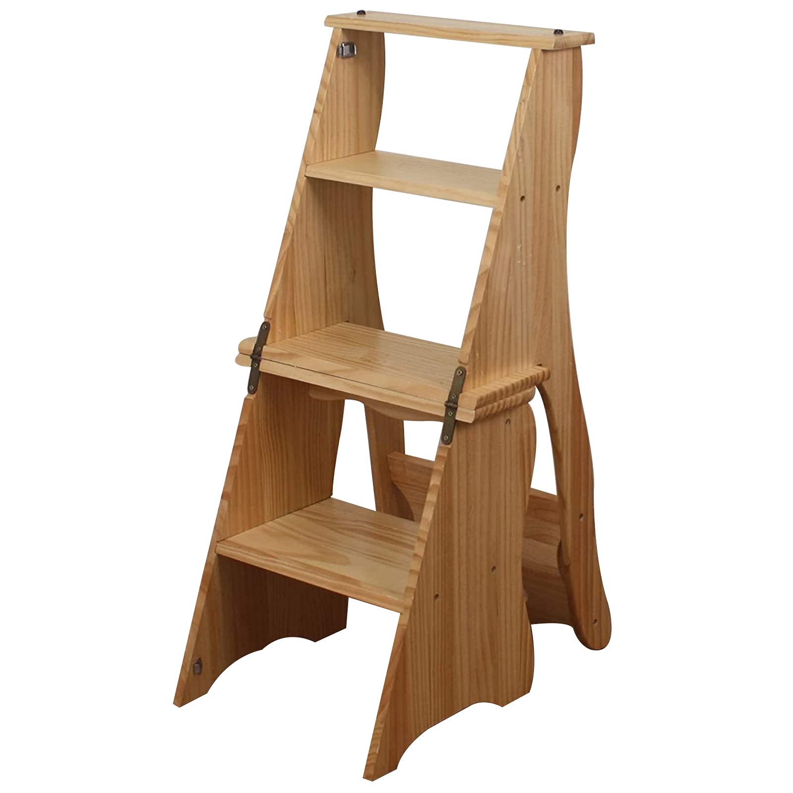 XHALERY 4-Step Folding Ladder Stool - Convertible Multifunctional Step Stool for Home, Library, Kitchen - Space-Saving Decorative Shelf & Step Ladder for Reaching High Places - Perfect for Home Organization, Storage & Safety