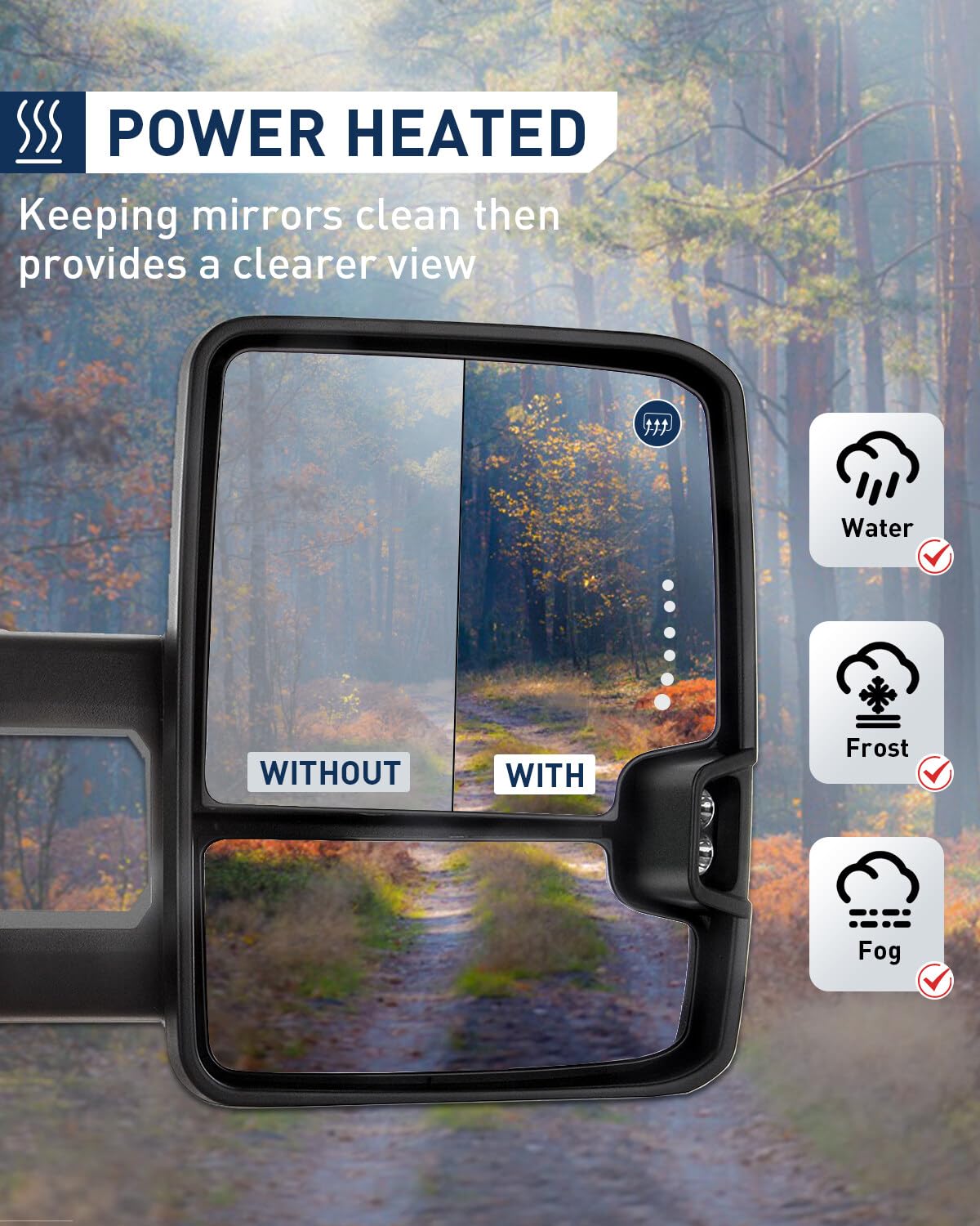 ECCPP Chrome Heated Power Side Mirrors with Clearance Signal for 2007-2014 Chevy Silverado & GMC Sierra - Towing & Winter Driving Upgrade
