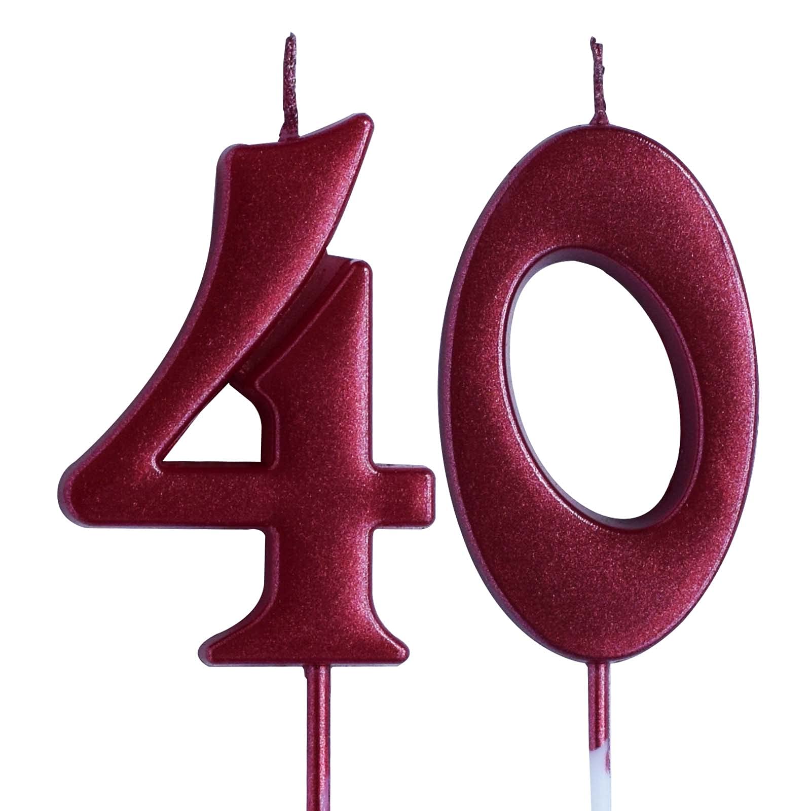 40th Birthday Candle - Red Number 40 Cake Topper for Women & Men - Party Decorations & Supplies - Perfect for Milestone Birthday Cakes, Anniversary Celebrations, and Special Occasions