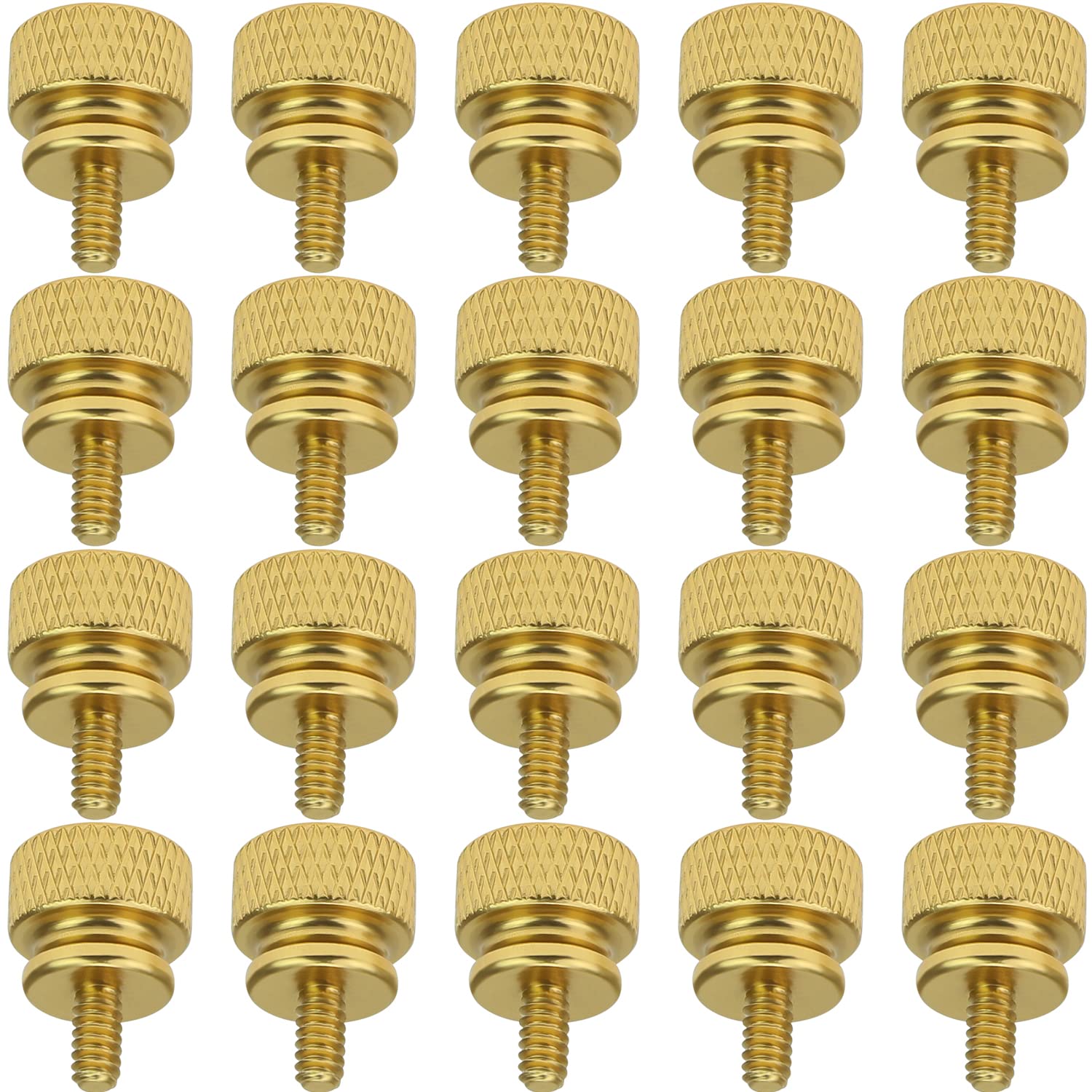 20-Pack Gold Anodized Aluminum 6-32 Thread Thumb Screws for Computer Case, Cover, Power Supply & Hard Drives - Secure PC Hardware Fastening Solution for DIY Builds & Upgrades