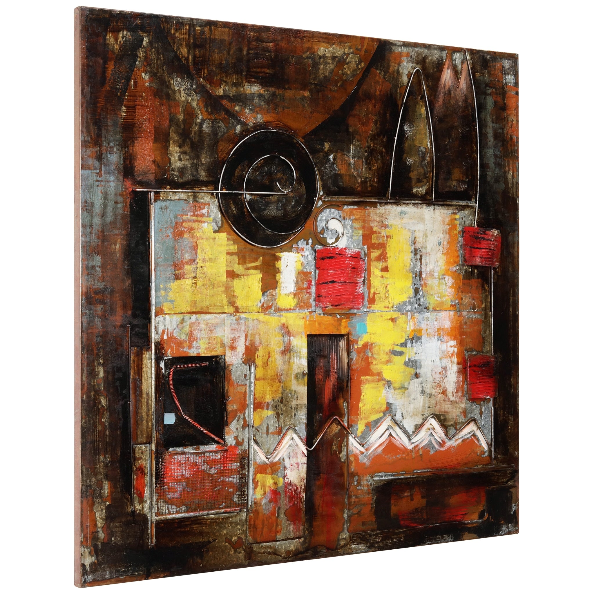 Abstract Mixed Media Iron Hand-Painted 3D Wall Art - Modern Home Decor for Living Room, Bedroom & Office