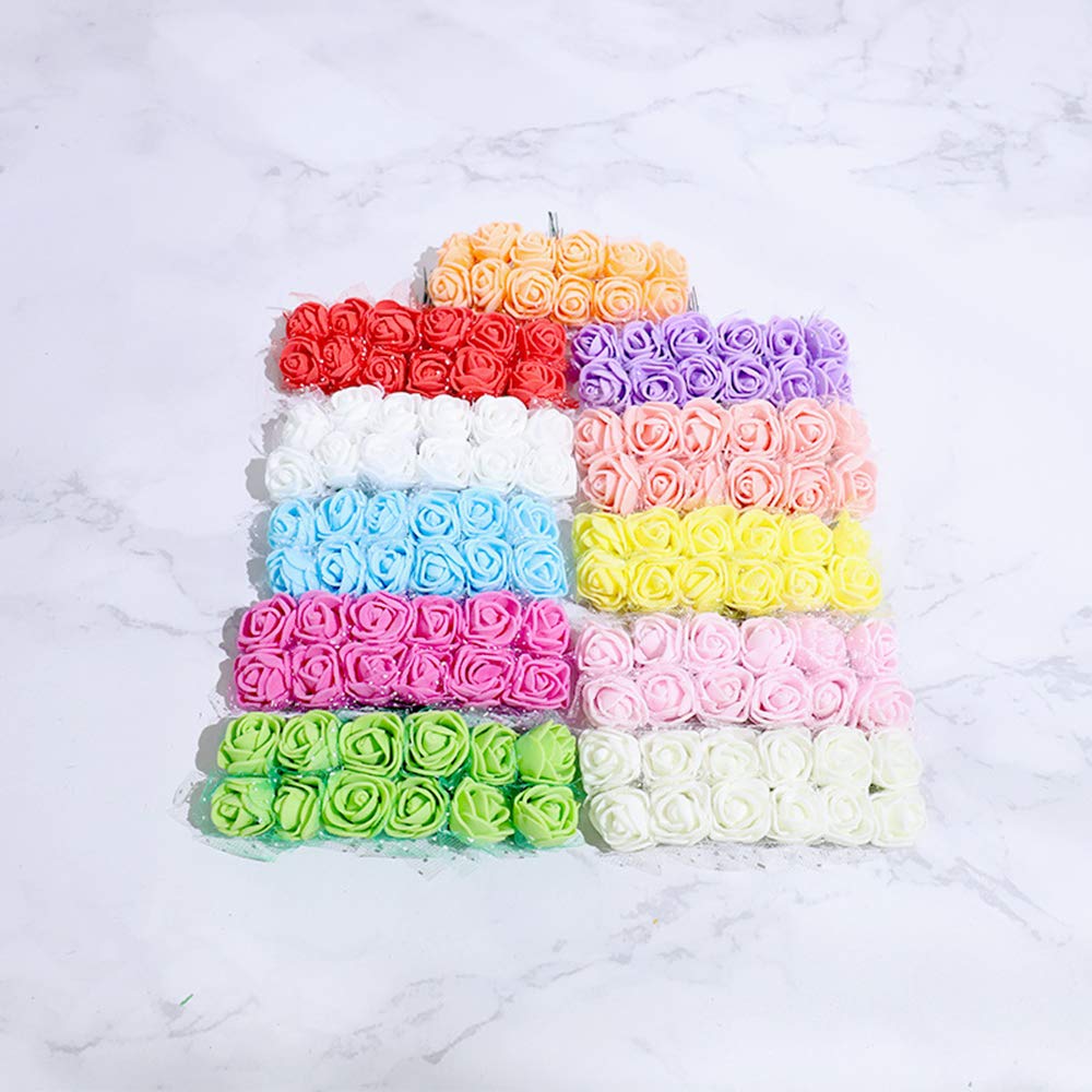 144 Pcs 2cm Mini Foam Rose Flowers for Crafts - Artificial Rose Bouquet in Light Pink for Wedding, Scrapbooking, Wreath Making & Home Decor - DIY Floral Arrangement Supplies