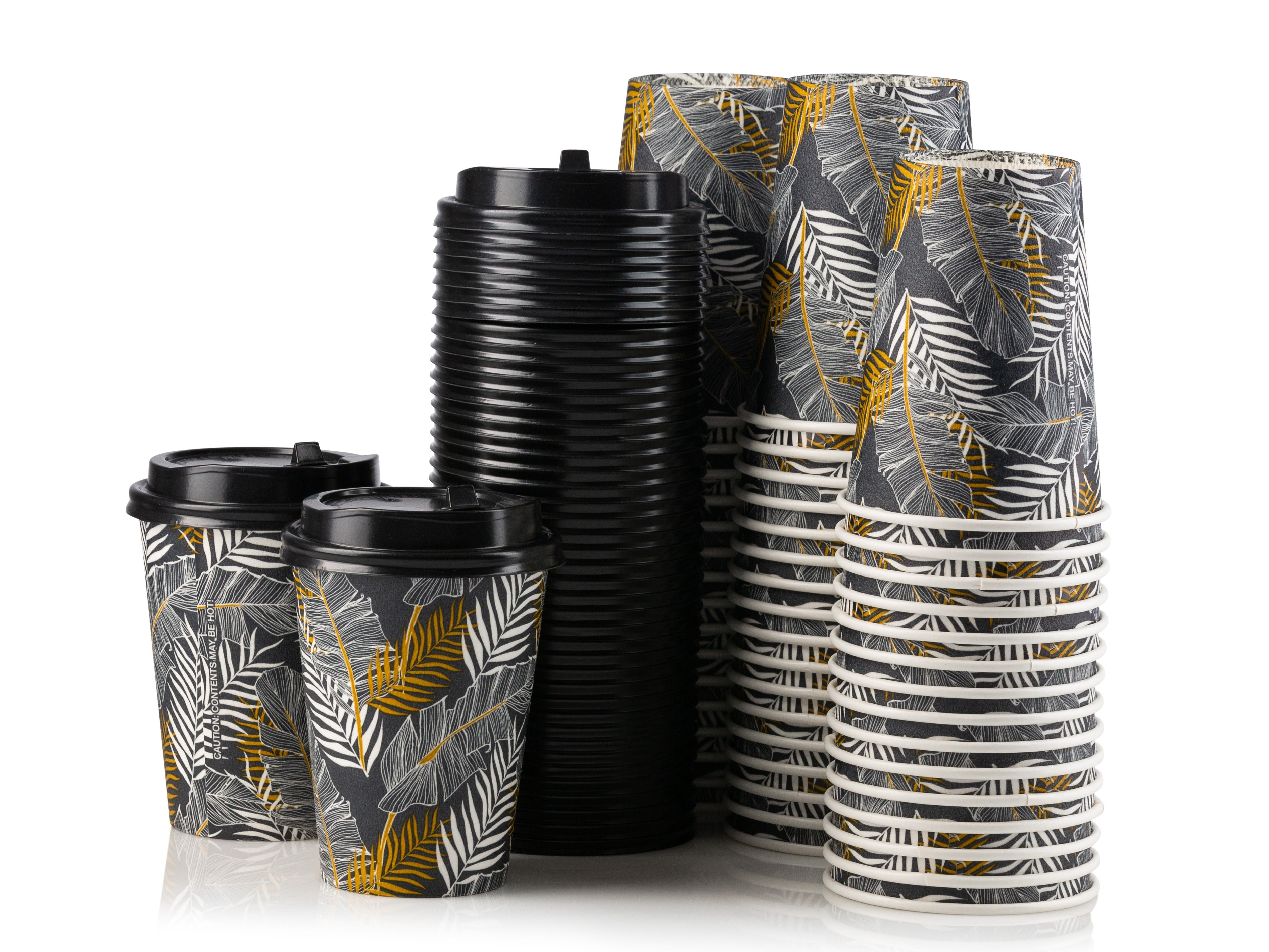 Eco-Friendly Insulated Paper Coffee Cups with Lids - 12oz/16oz Hot & Cold Drink Containers - Perfect for Coffee Shops, Offices, and Takeout Beverages
