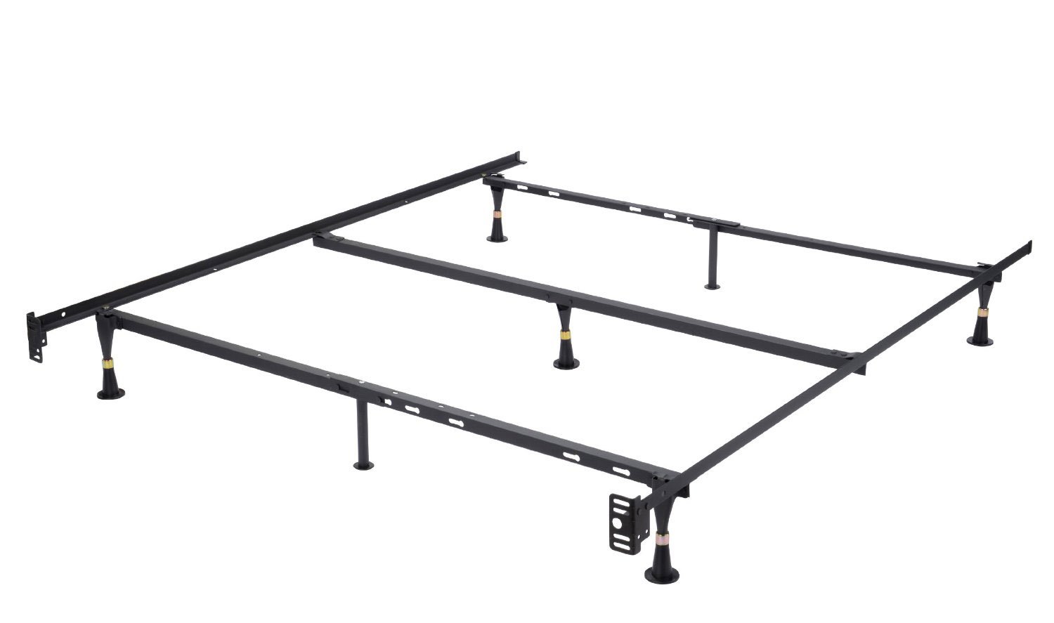 Heavy Duty 7-Leg Adjustable Metal Bed Frame with Center Support Bar - Queen/Full/Full XL/Twin/Twin XL Sizes - Sturdy Black Bed Foundation for Home, Dorm & Guest Room Use