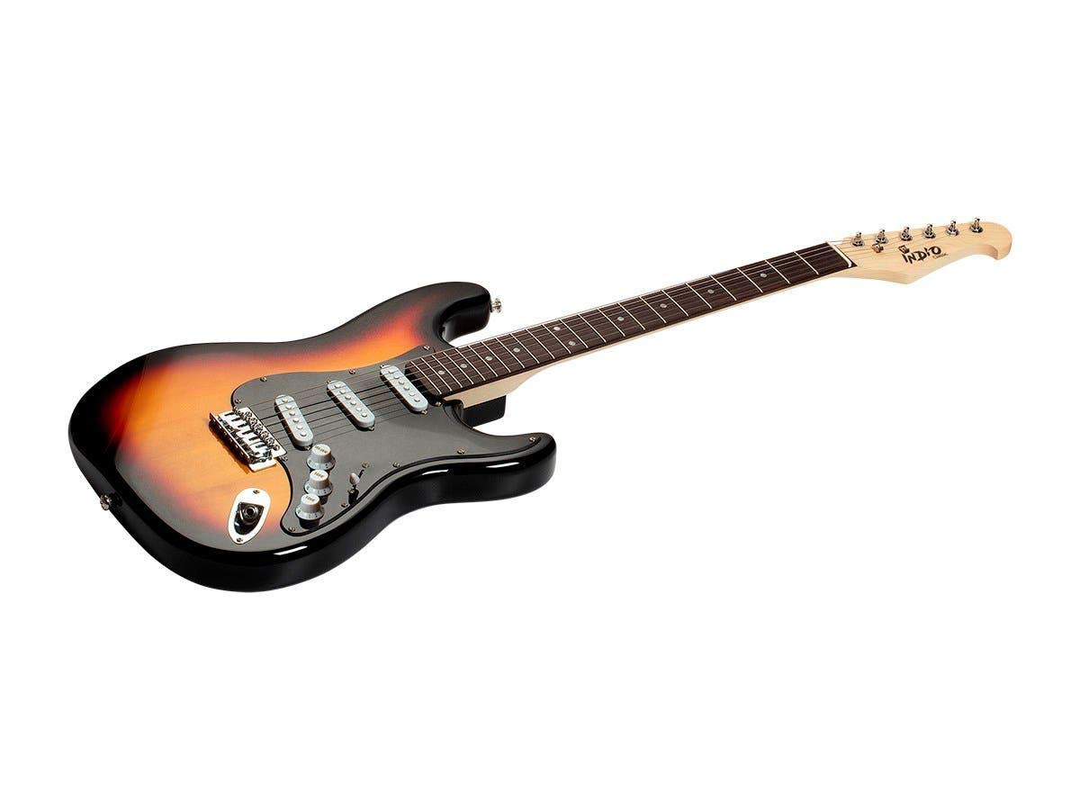 Monoprice Cali Classic Electric Guitar - Sunburst Finish, 6-String Solid Body with Double-Cutaway & SSS Pickups, Right-Handed Beginner Guitar with Gig Bag - Ideal for Rock, Blues & Practice Sessions - Indio Series
