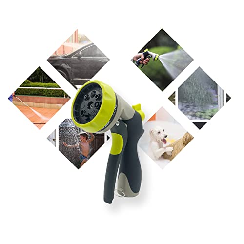 High Pressure Garden Hose Nozzle Spray Gun - Heavy Duty Watering Tool for Irrigation, Car Washing & Outdoor Cleaning (Includes Adapter) - Perfect for Lawns, Gardens, Vehicles & Patio Cleaning