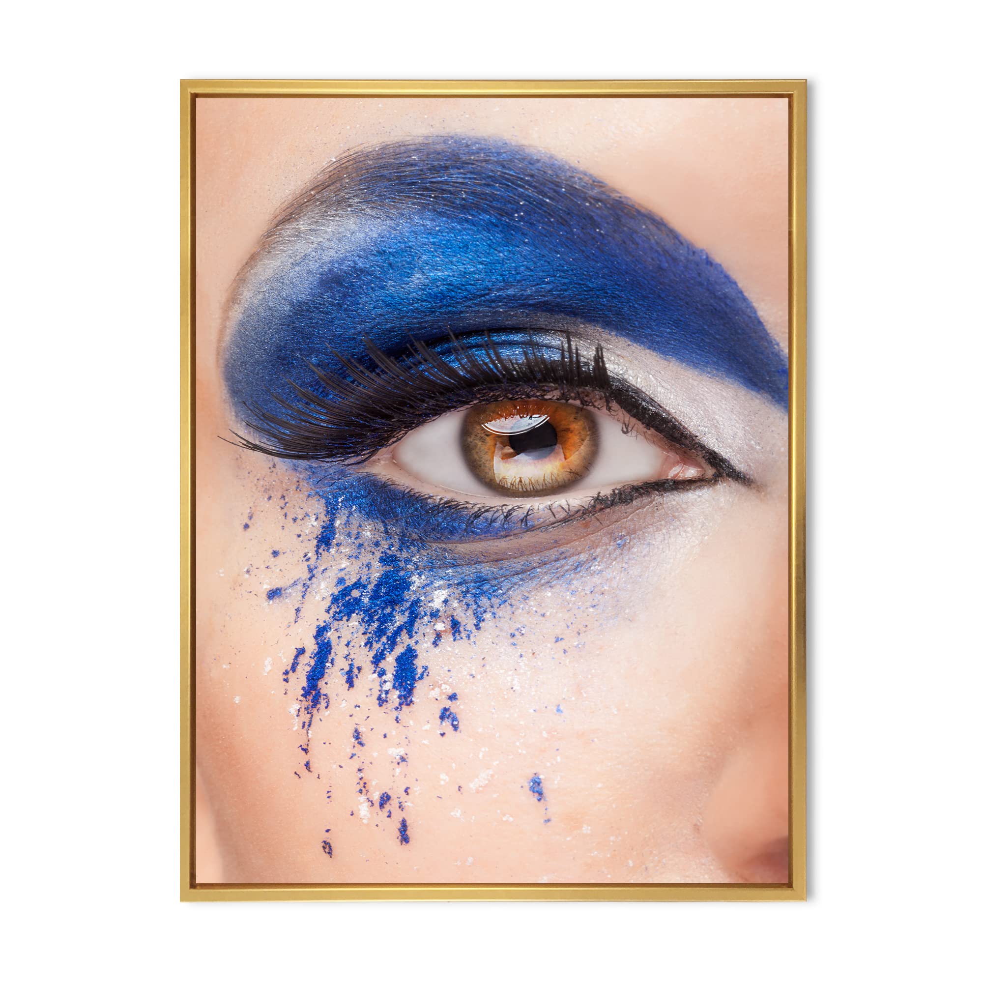 Blue Fantasy Eye Makeup Art - Modern Framed Canvas Wall Decor for Living Room, Bedroom & Office | Unique Home & Gift Idea
