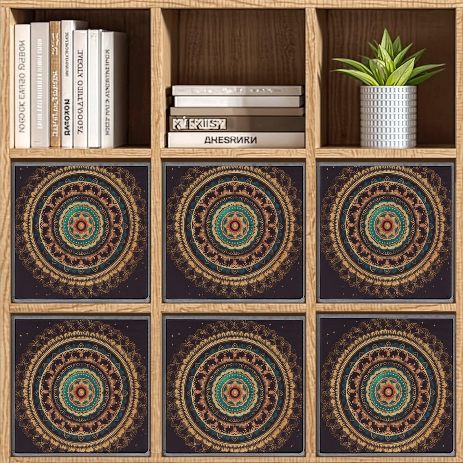 6-Pack Mandala Collapsible Storage Bins with Handles - Large Foldable Storage Baskets for Closet, Clothing & Home Organization | Perfect for Bedroom, Nursery & Office Storage Solutions