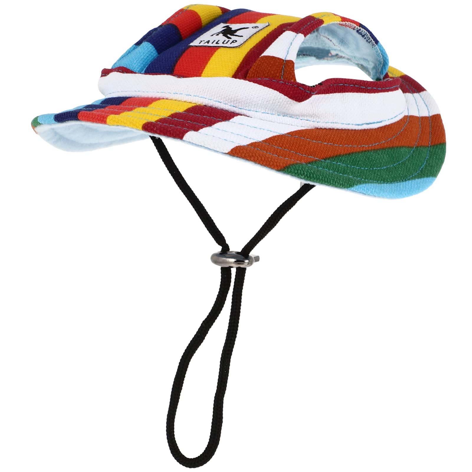 Alipis Round Pet Cap - Striped Dog Sun Hat with Ear Holes for Small & Medium Dogs - UV Protection Summer Outdoor Visor for Beach, Park & Walking