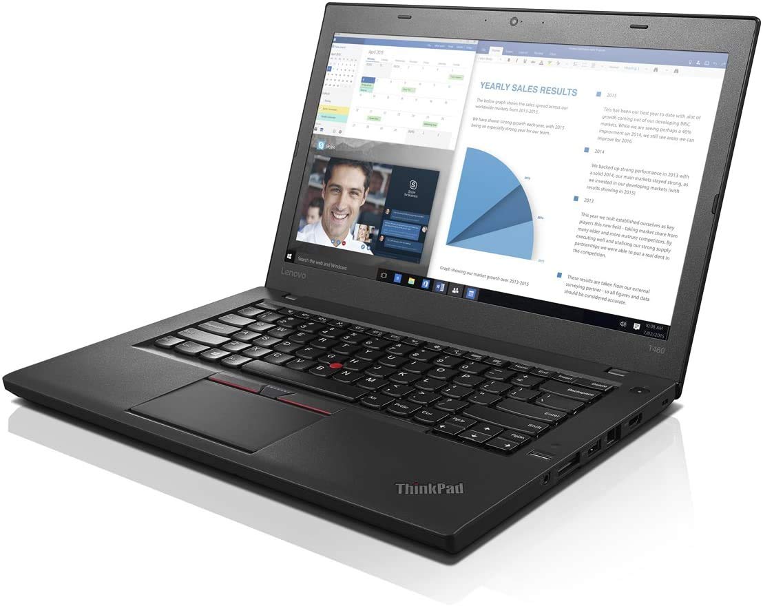 Refurbished Lenovo ThinkPad T460 Laptop - Intel Core i5-6300U, 8GB RAM, 180GB SSD, Windows 10 Pro (64-Bit) | Business & Office Productivity, Remote Work, Home Computing