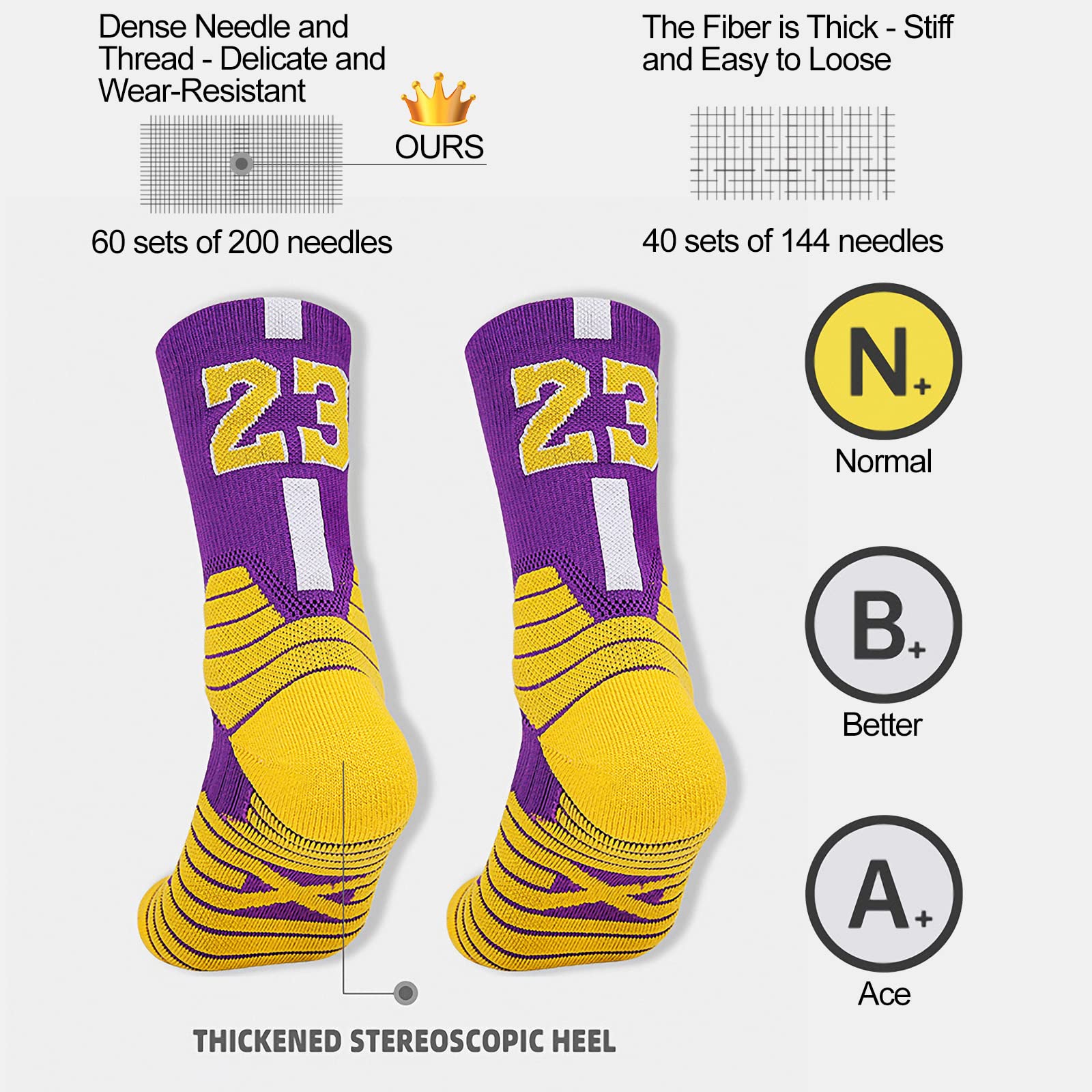 Basketball Socks for Men & Boys - 2 Pairs Team Socks for Sports & Training