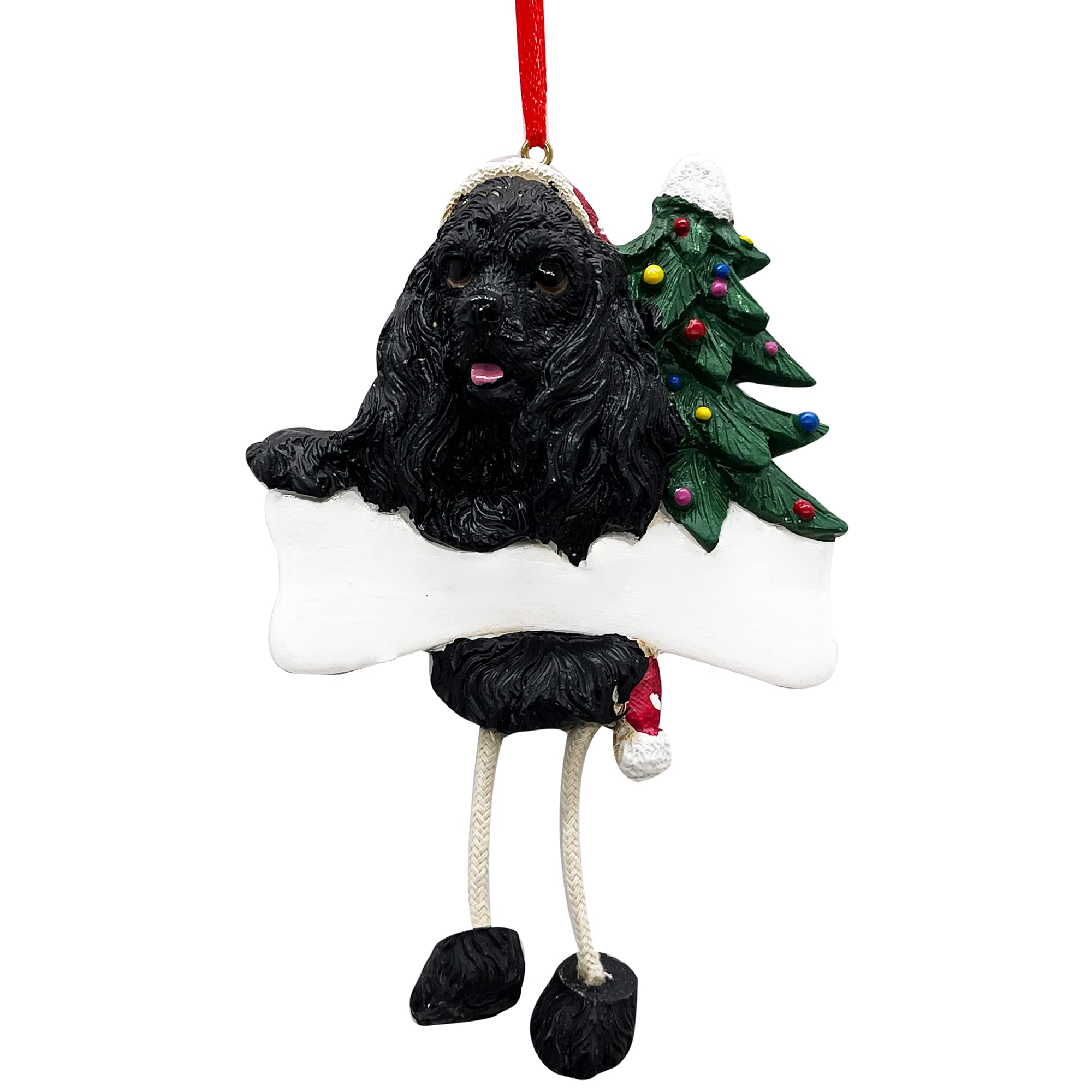 Hand-Painted Black Cocker Spaniel Christmas Ornament with Unique Dangling Legs - Personalized Dog Lover Gift for Tree Decor, Holiday Party & Home Decoration
