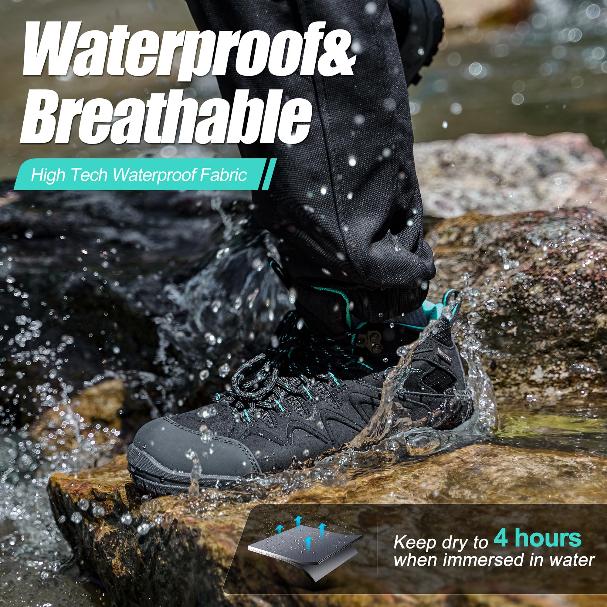 Waterproof Women's Hiking Boots - Comfortable Non-Slip Breathable Outdoor Trekking Shoes for Camping & Trail Walking | Perfect for Mountain Hiking, Backpacking & Outdoor Adventures
