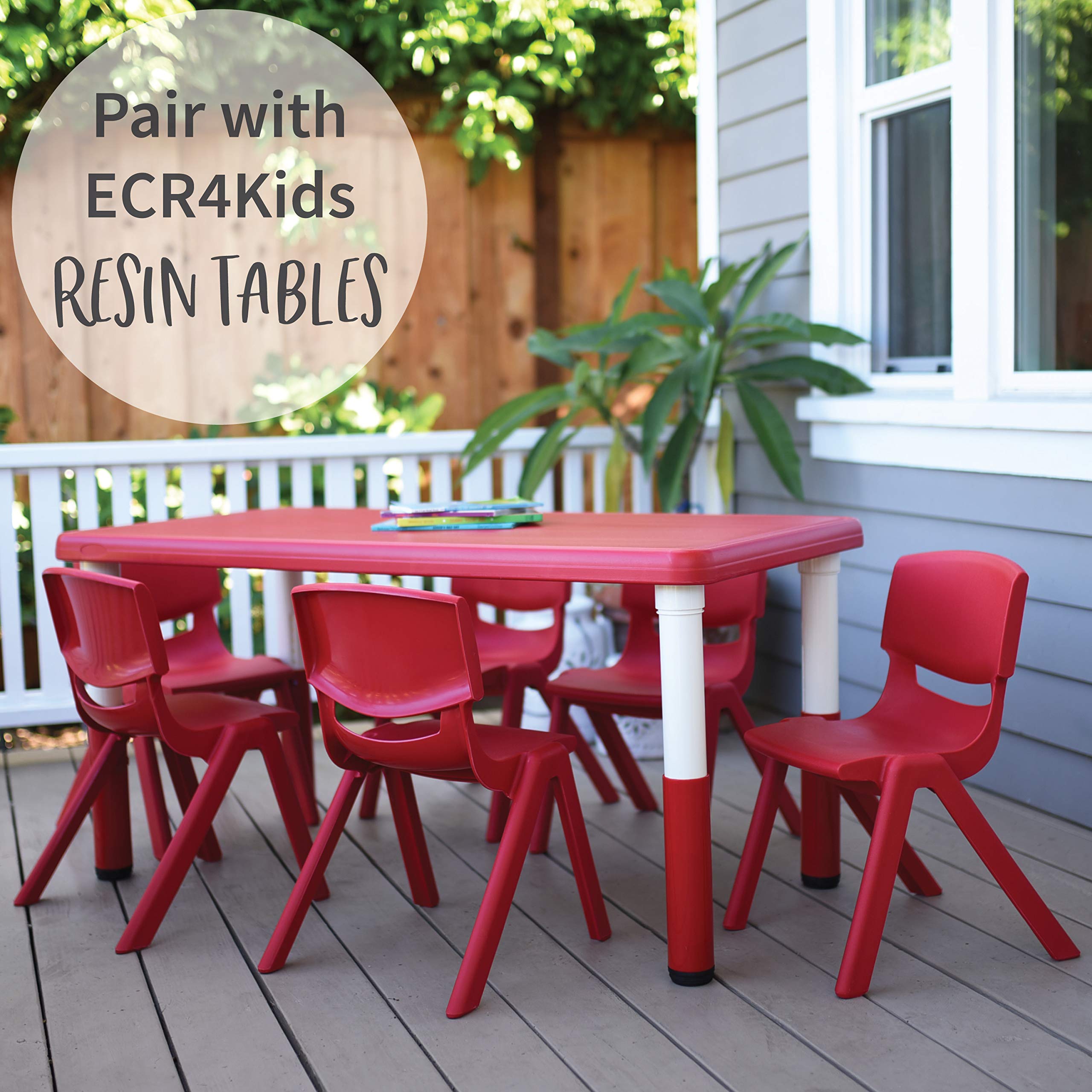 ECR4Kids School Stack Resin Chair - 6-Pack Red Plastic Stacking Chairs for Kids with 10 Inch Seat Height, Durable Indoor & Outdoor Use - Perfect for Classrooms, Playrooms, and Backyard Activities