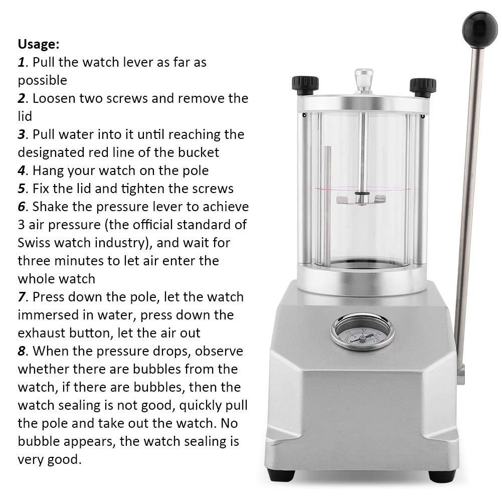 Waterproof Watch Tester Tool - 10 Bar 6 ATM Pressure Resistance Tester for 2 Watches, 0.3-6.0bar Air Pressure Gauge | Perfect for Watchmakers, Jewelers & DIY Watch Water Resistance Testing at Home or Workshop