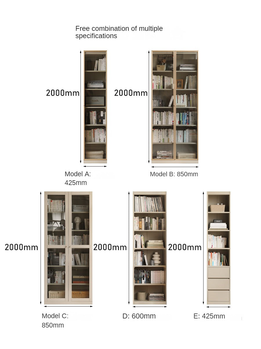 Premium Poplar Solid Wood Bookcase - Light Luxury Style for Home Office, Living Room & Library | Modern Wooden Bookshelf Organizer