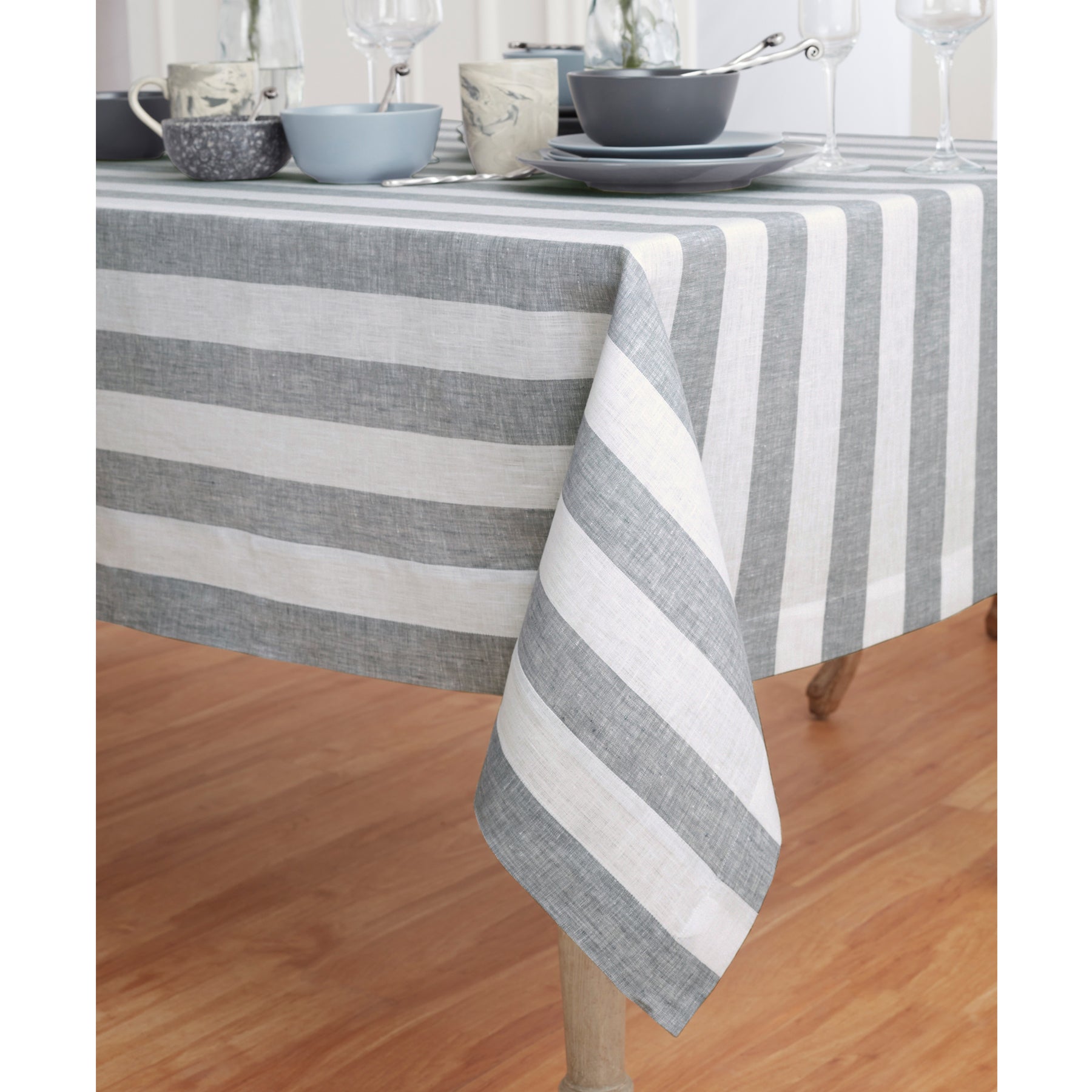 Stylish Cabana Stripe Tablecloth - Waterproof & Wrinkle-Resistant Rectangular Table Cover for Outdoor Dining, Picnics, and Party Decor