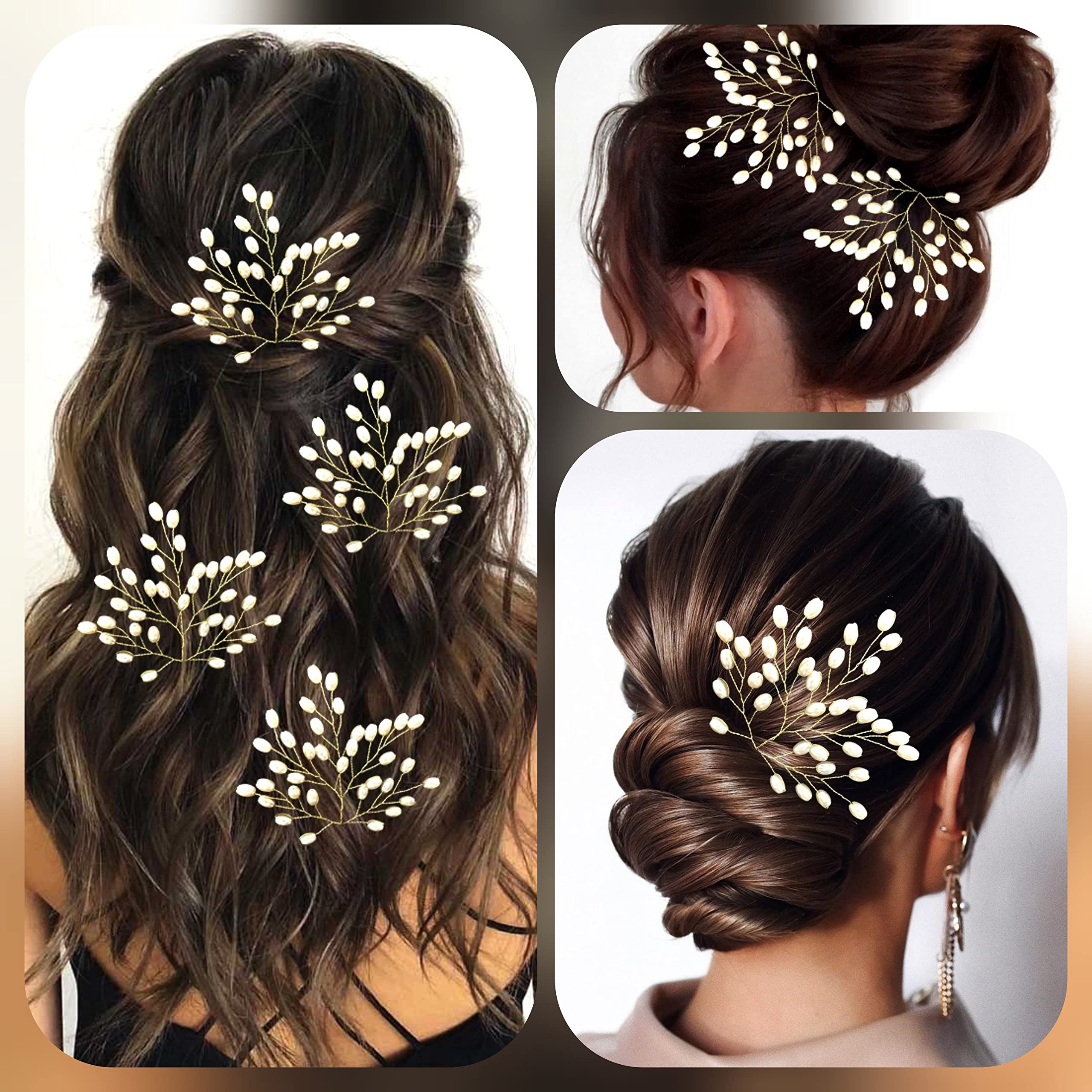 Elegant Pearl Hair Pin Set for Women - Silver Hair Accessories with Floral Design (Pack of 4) | Perfect for Weddings, Parties & Everyday Hairstyles