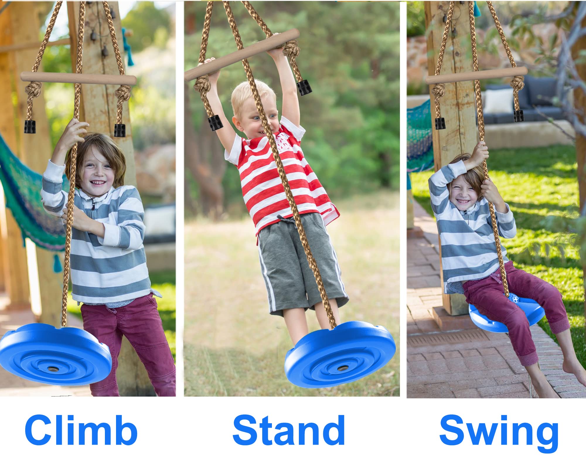 KINSPORY Adjustable 7FT Disc Swing for Kids - Outdoor Play Equipment, Swing Set Accessories & Gym Monkey Bars for Backyard Fun (Blue) | Perfect for Tree Swings, Playgrounds, and Backyard Activities