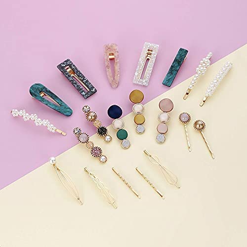 GIRLYZ ATTIRE Macaron Pearl Acrylic Resin Hair Clips Set - 3 Pack Gold Metal Hairpins, Handmade Cute Barrettes & Bobby Pins for Women | Perfect for Weddings, Parties & Everyday Fashion Accessories