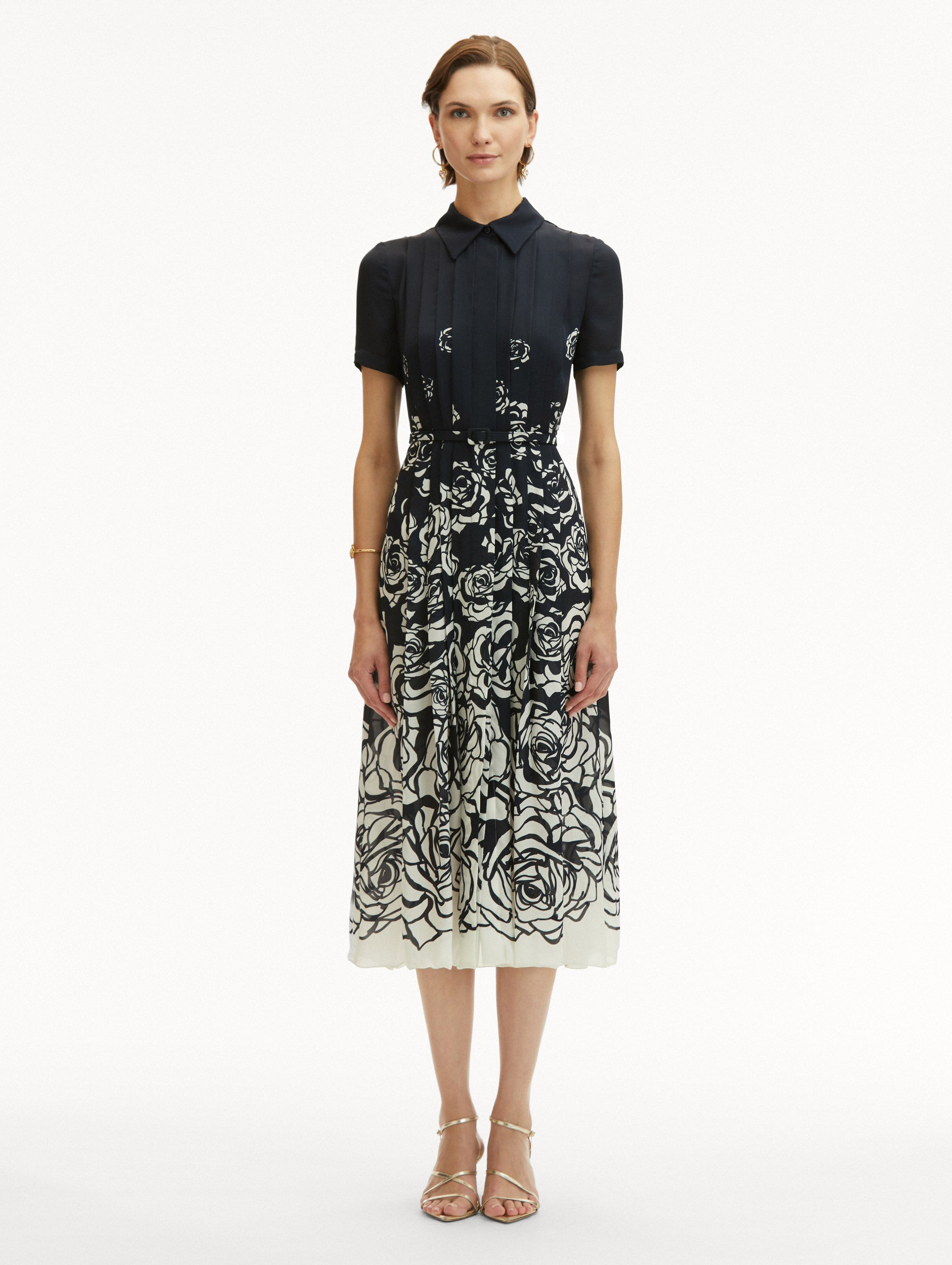 Elegant Abstract Ombre Rose Print Dress for Women - Perfect for Weddings, Parties & Special Occasions