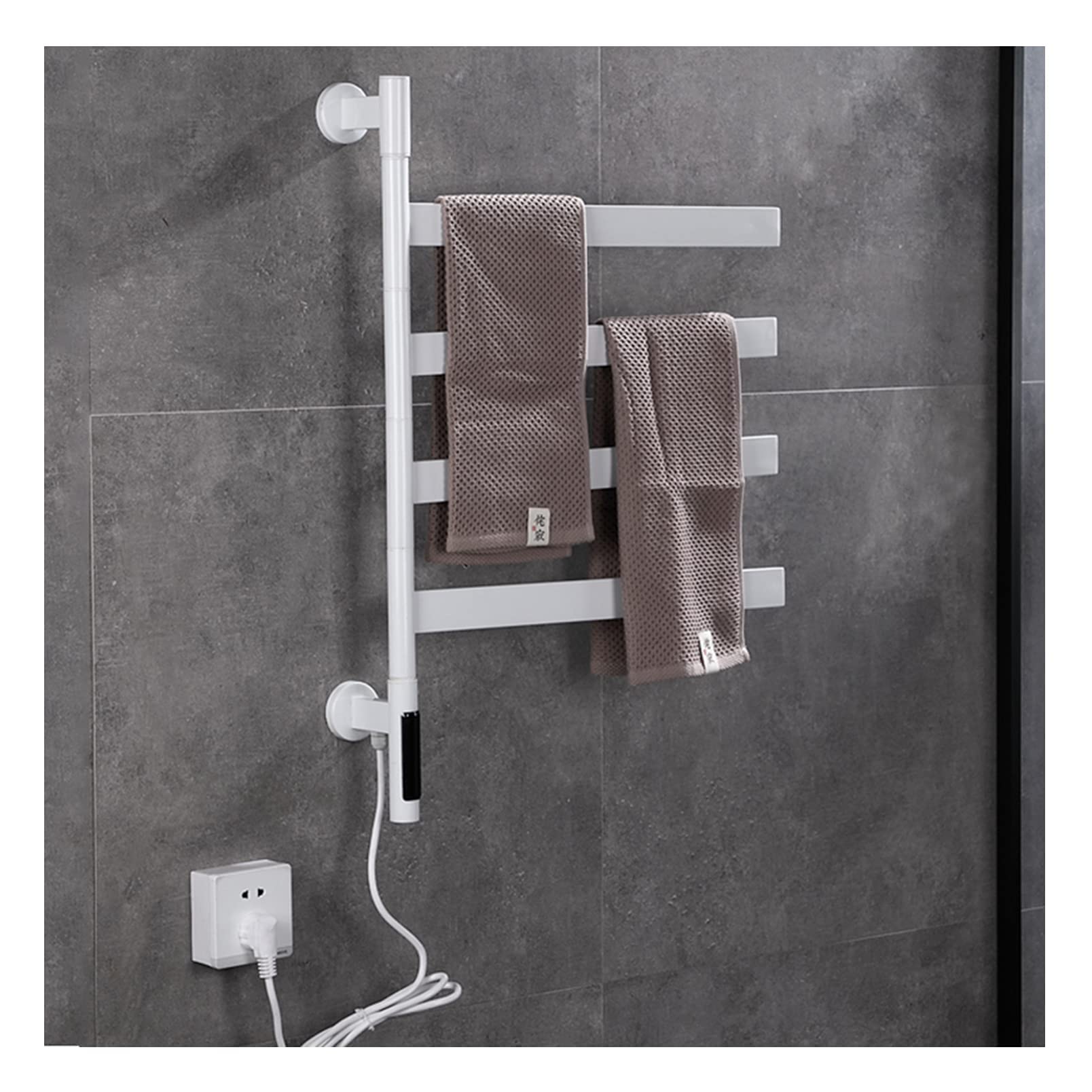 GGCG 140W Electric Heated Towel Warmer Rack - 4 Bar Stainless Steel Thermostatic Towel Warmer & Drying Rack for Bathroom, Wall Mounted Shower Holder (White) | Perfect for Spa-Like Luxury, Guest Bathrooms & Cozy Winter Mornings