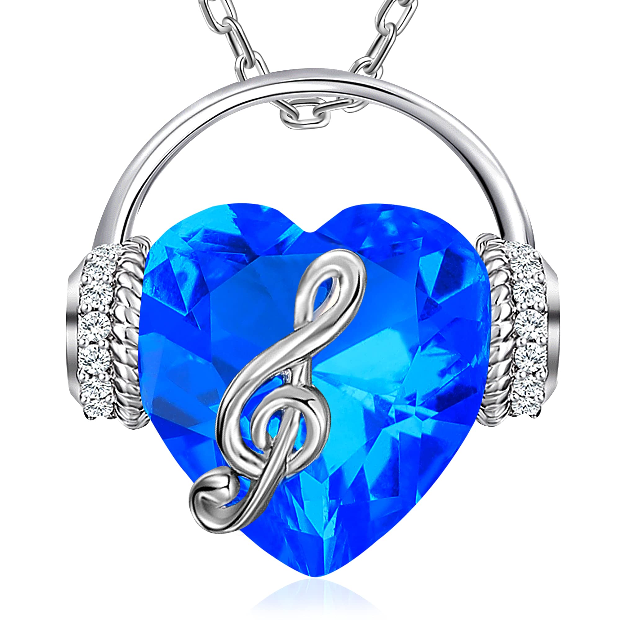 Music Note Necklace for Women - Heart Pendant with Birthstone Crystal Jewelry | Elegant Gift for Mom, Wife, Girlfriend | Perfect for Christmas, Valentine's Day, Anniversary & Birthday | Wear to Concerts, Date Nights & Special Occasions