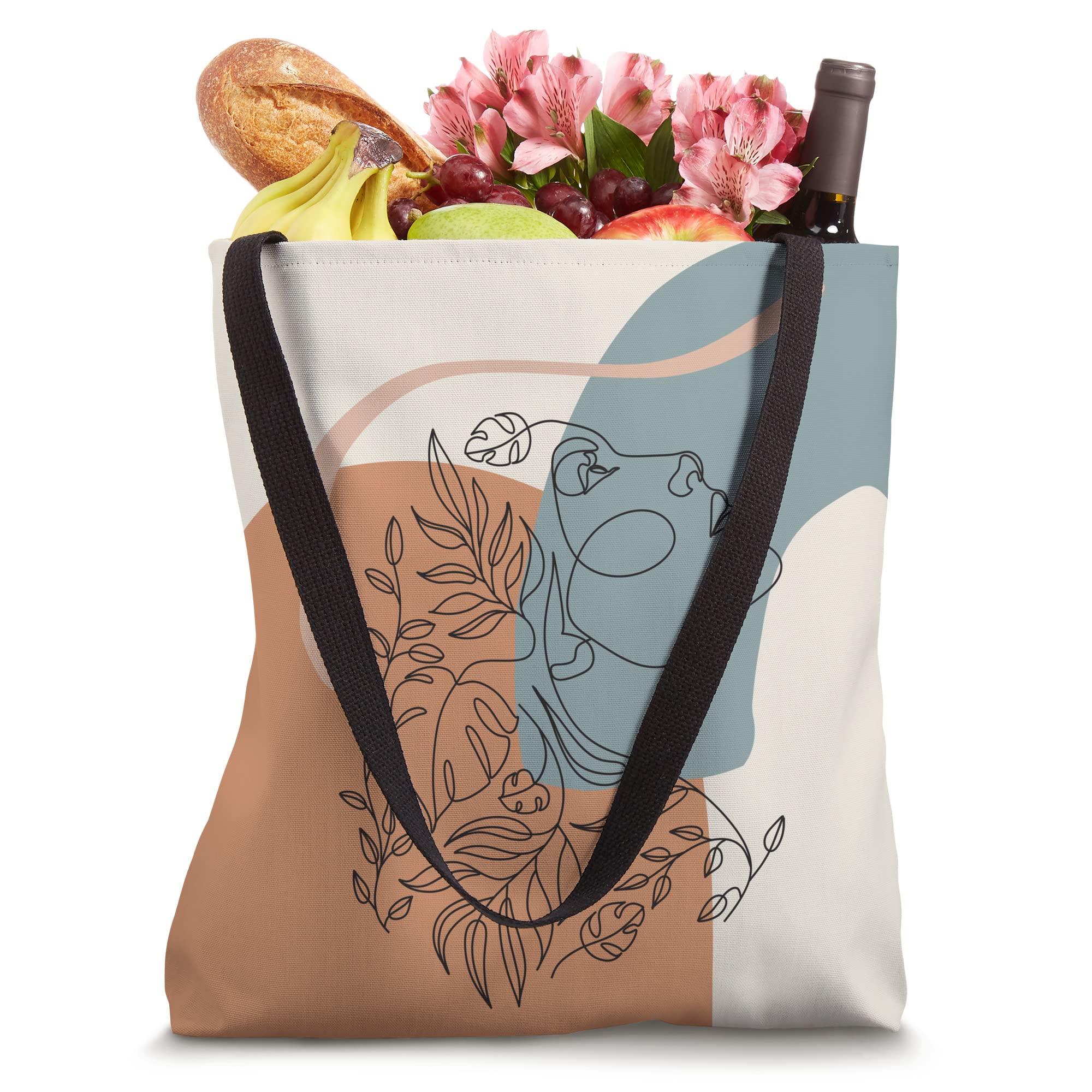 Abstract Floral Hair Flowers Tote Bag for Women - Minimalist Line Art Design - Perfect for Beach, Shopping & Everyday Use