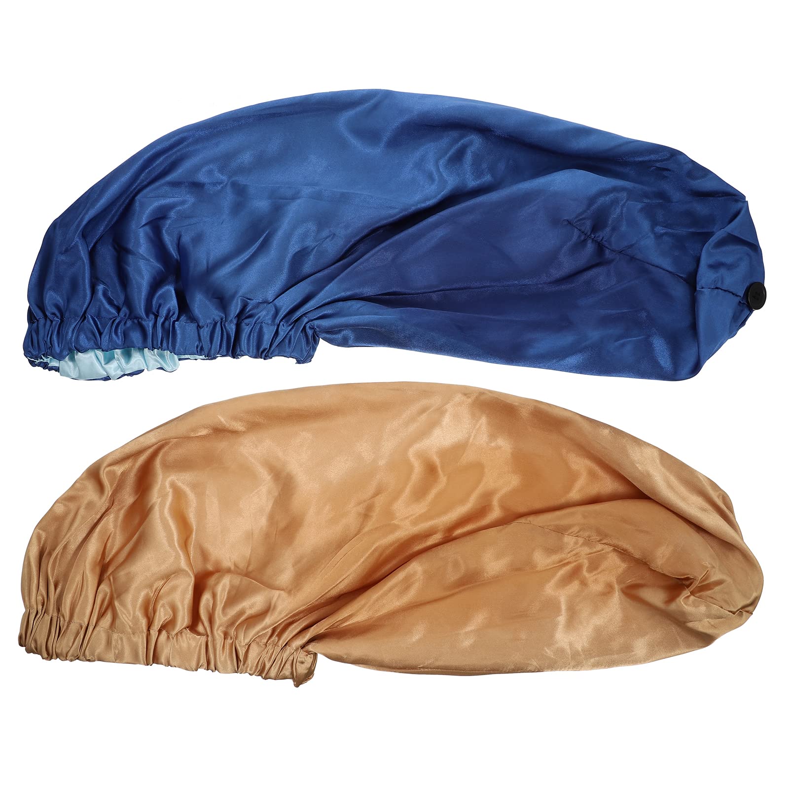EXCLUZO 2 Pack Waterproof Shower Caps for Women - Soft Elastic Bathing & Hairdressing Caps for Home, Salon & Travel Use